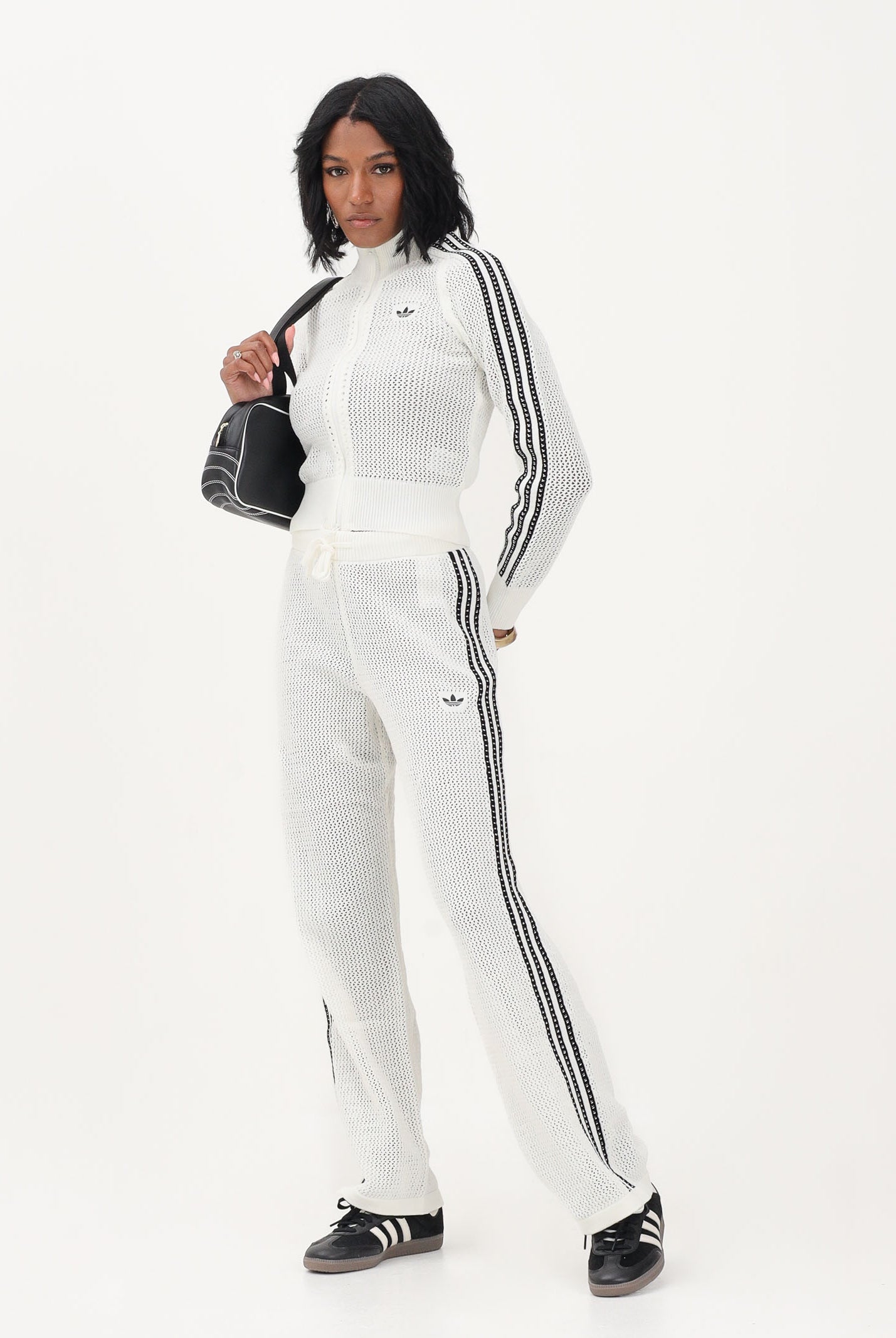 ADIDAS ORIGINALS Pantalone KNITTED CROCHET FIREBIRD bianco da donna KC6493 . ADIDAS ORIGINALS