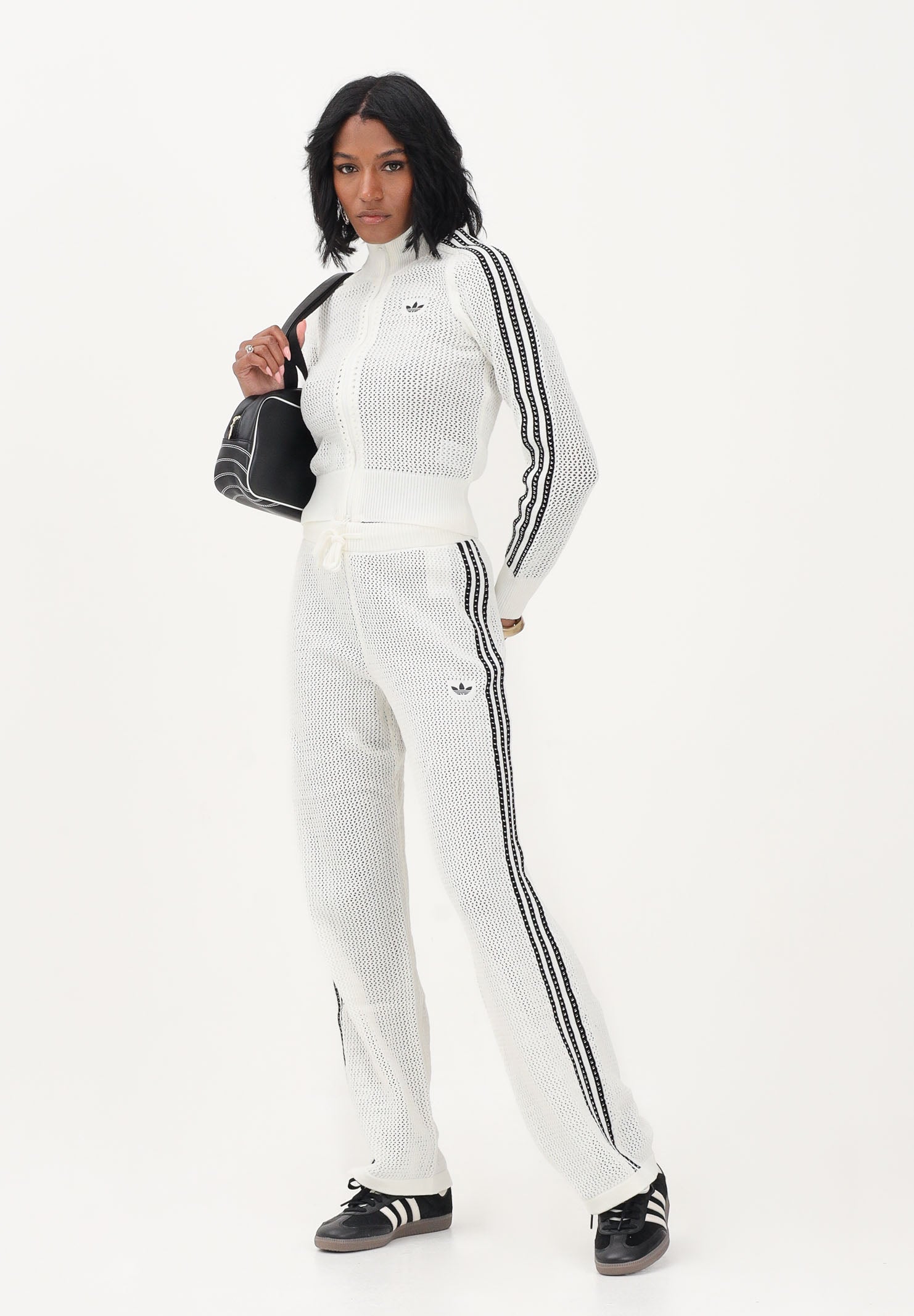ADIDAS ORIGINALS Pantalone KNITTED CROCHET FIREBIRD bianco da donna KC6493 . ADIDAS ORIGINALS