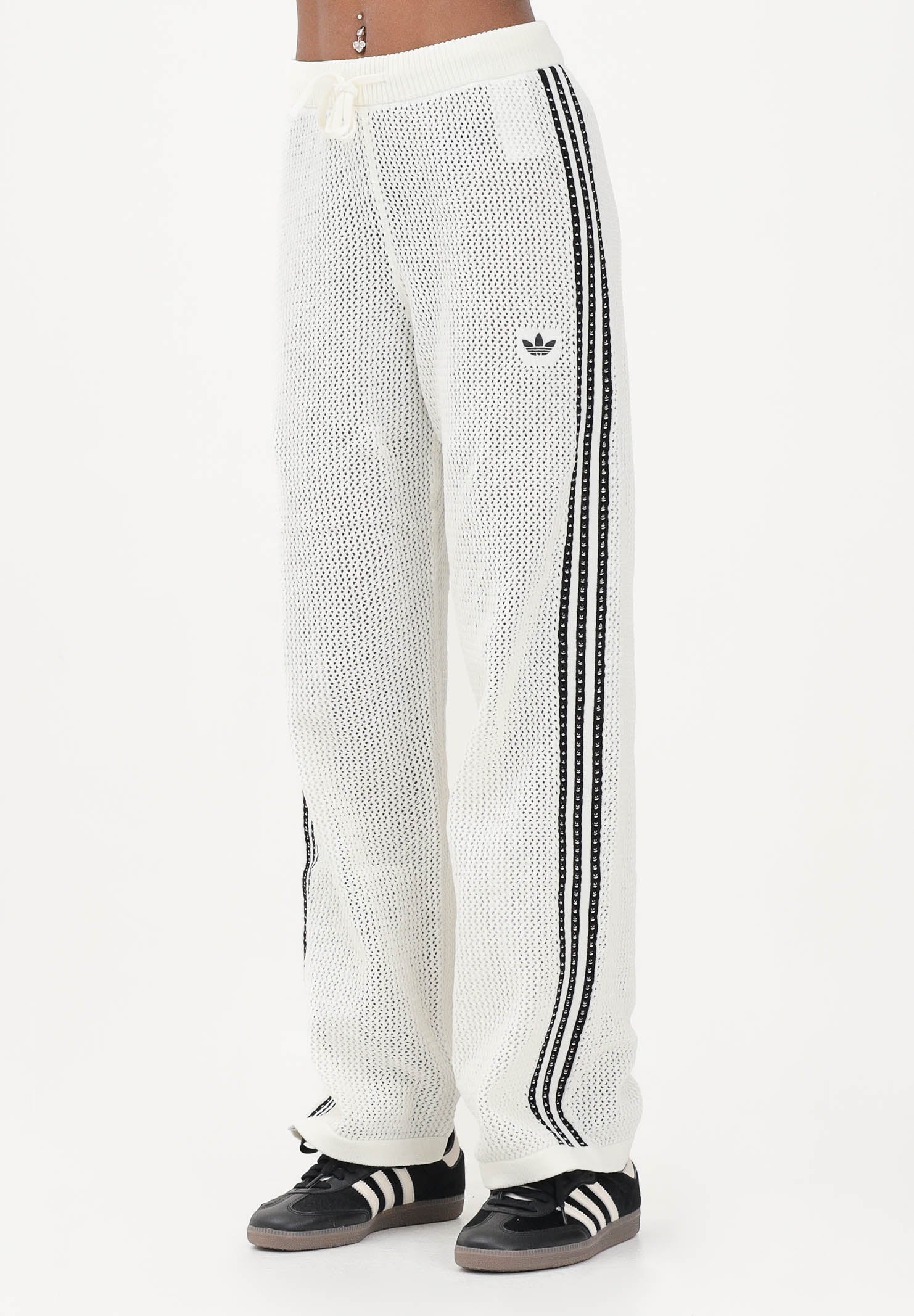 ADIDAS ORIGINALS Pantalone KNITTED CROCHET FIREBIRD bianco da donna KC6493 . ADIDAS ORIGINALS