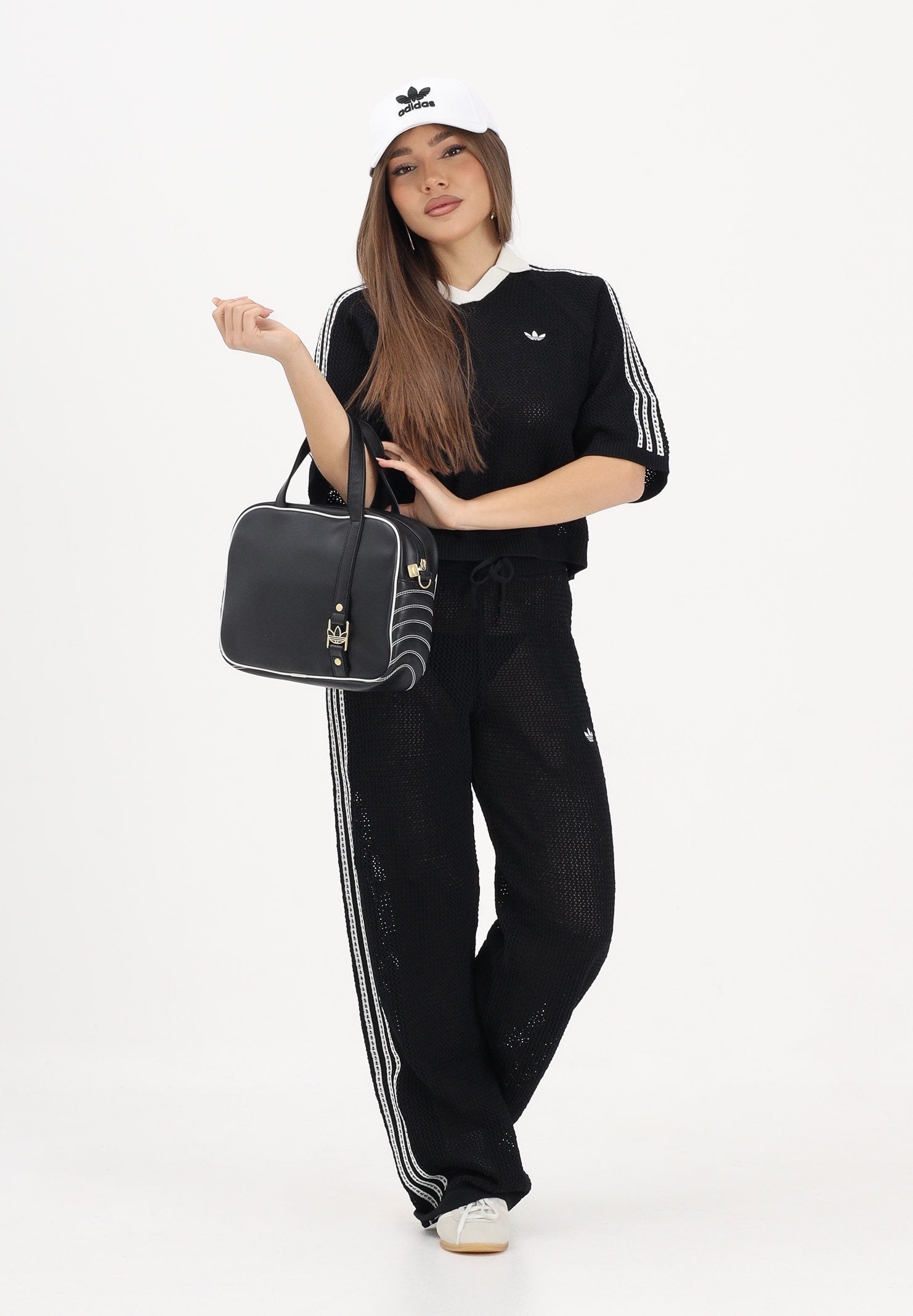 ADIDAS ORIGINALS Pantalone KNITTED CROCHET FIREBIRD nero da donna KC6494 . ADIDAS ORIGINALS