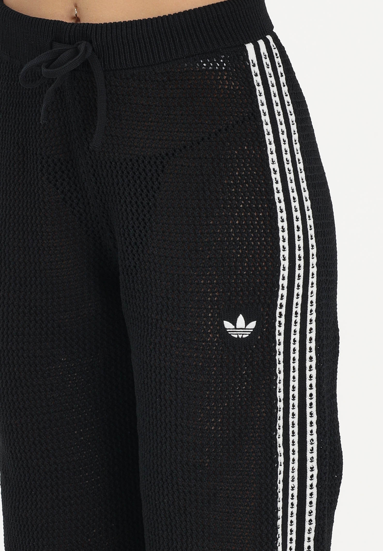 ADIDAS ORIGINALS Pantalone KNITTED CROCHET FIREBIRD nero da donna KC6494 . ADIDAS ORIGINALS