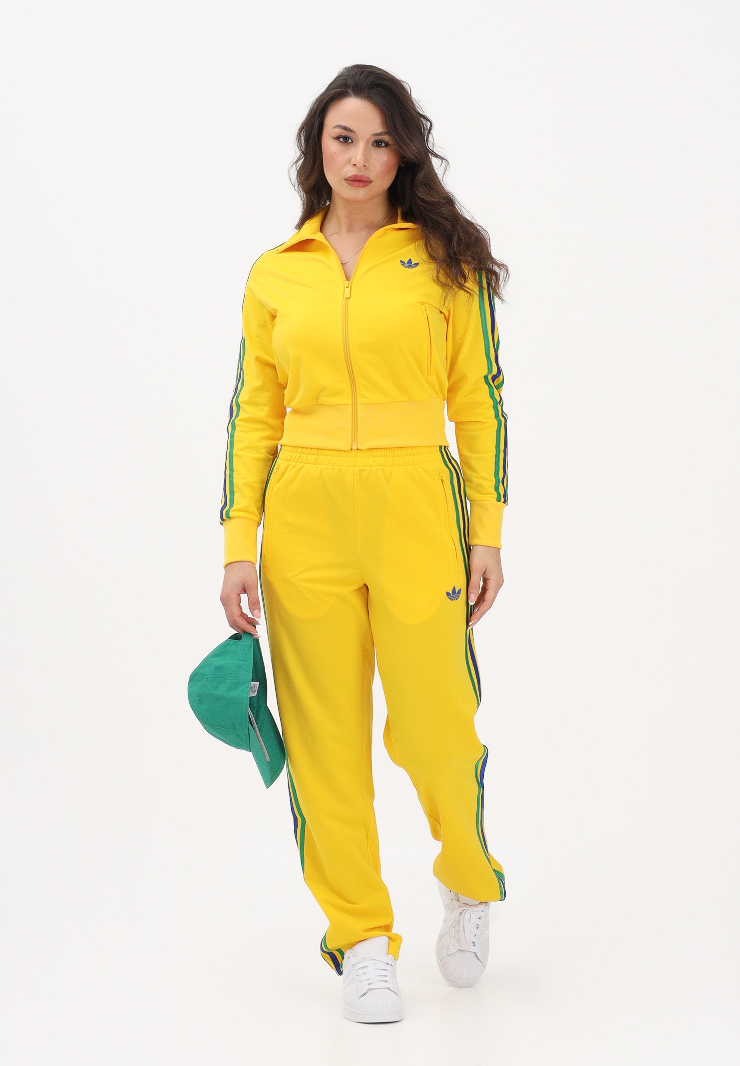 ADIDAS ORIGINALS Felpa con zip Firebird Classic gialla da donna KC6566 . ADIDAS ORIGINALS