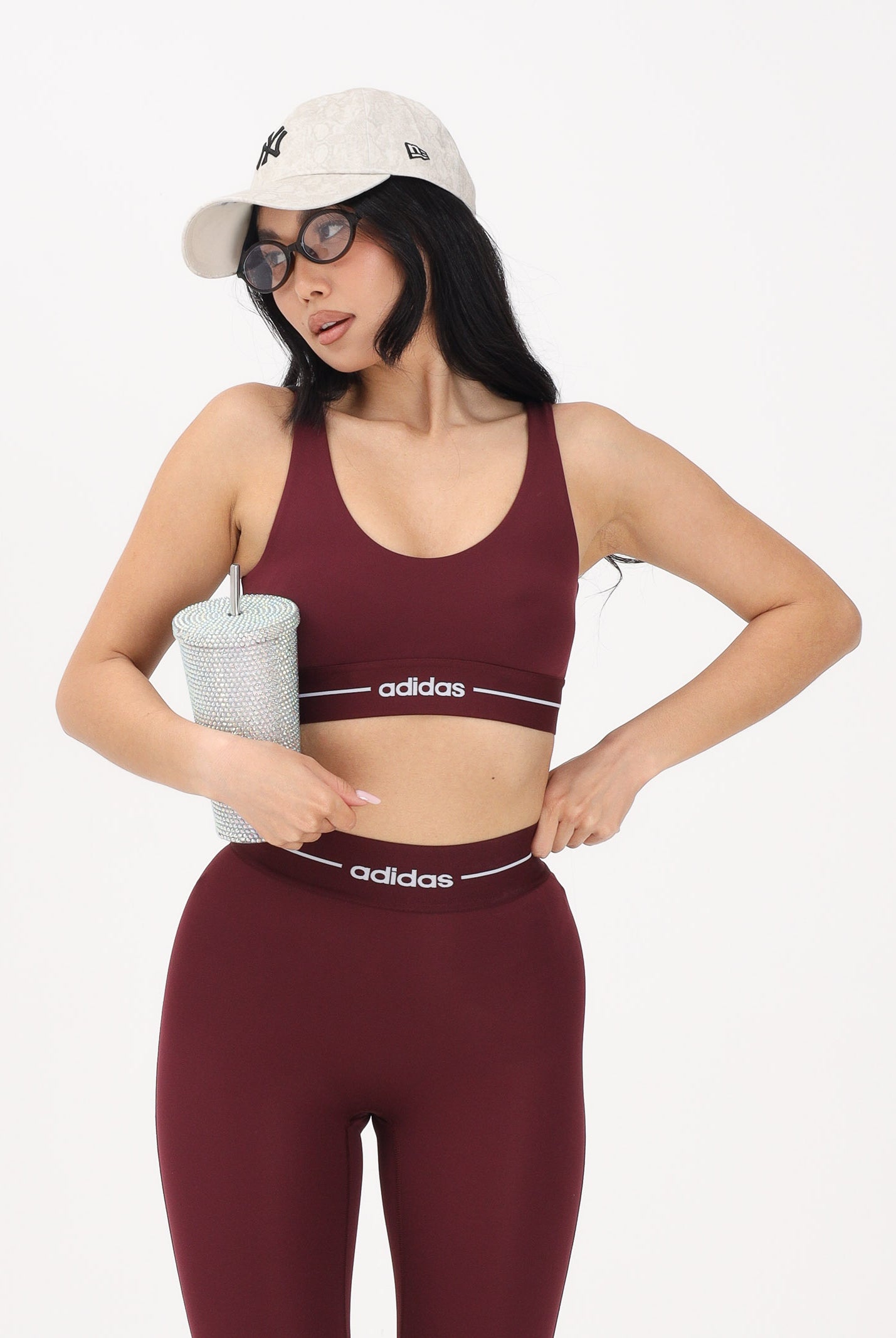 ADIDAS PERFORMANCE Top sportivo Hyperglam Light Support bordeaux da donna KC7668 . ADIDAS PERFORMANCE