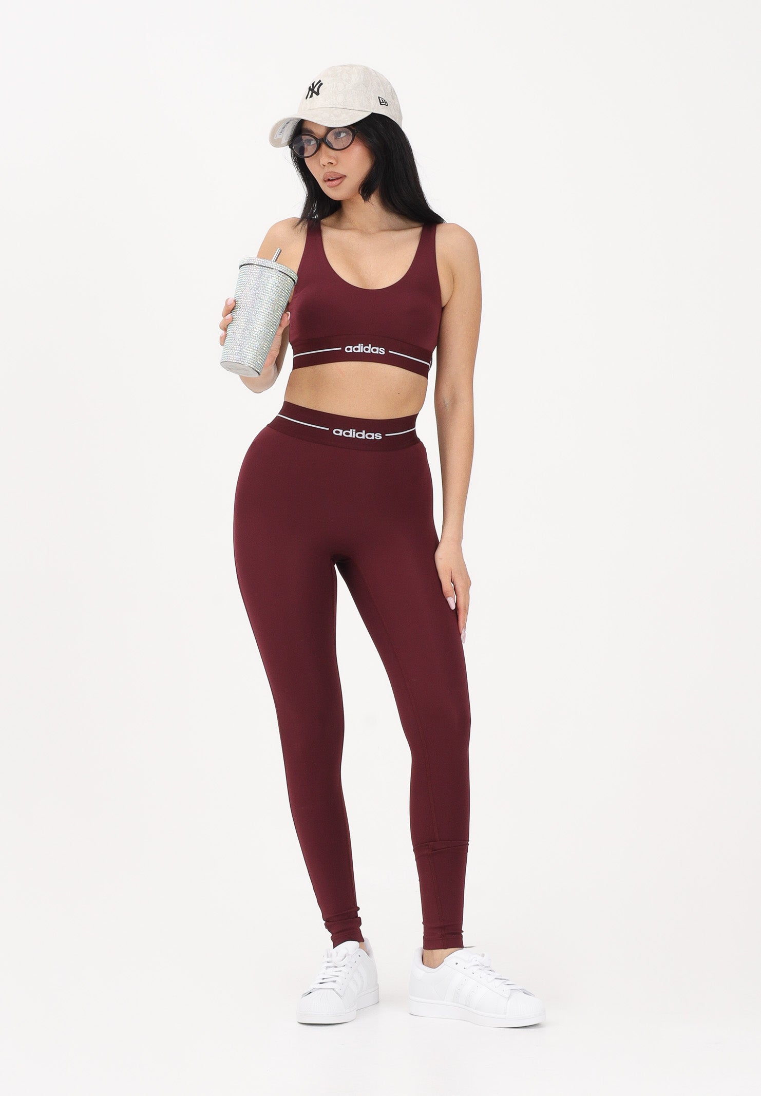 ADIDAS PERFORMANCE Top sportivo Hyperglam Light Support bordeaux da donna KC7668 . ADIDAS PERFORMANCE
