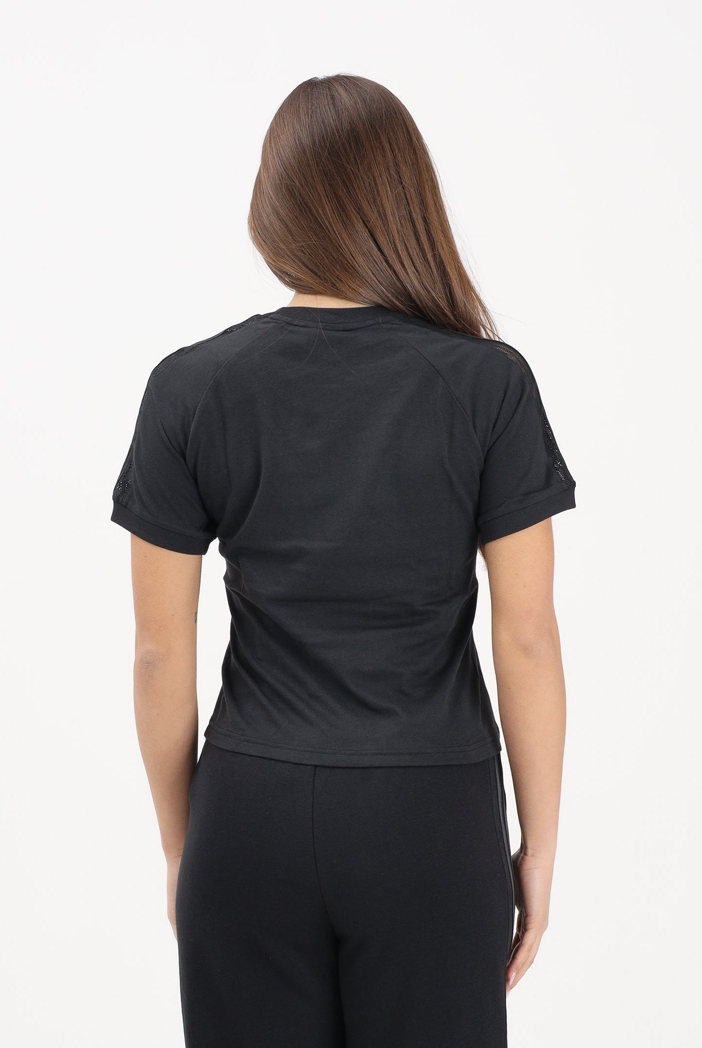 ADIDAS ORIGINALS T-shirt a manica corta LACE CALI nera da donna KC8150 . ADIDAS ORIGINALS