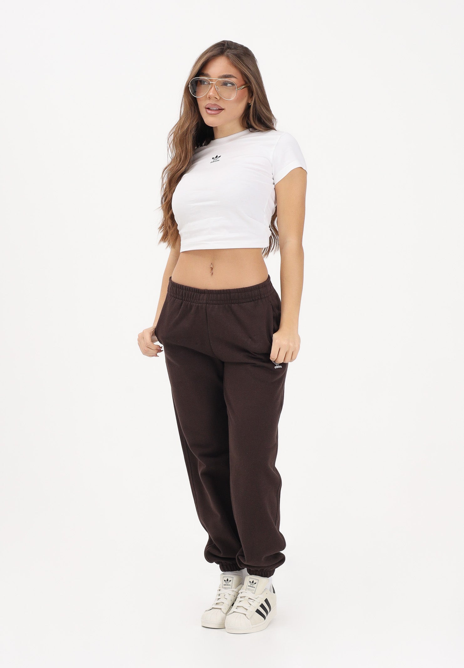 ADIDAS ORIGINALS Pantalone sportivo Essentials French Terry Regular Cuffed marrone da donna KC9071 . ADIDAS ORIGINALS