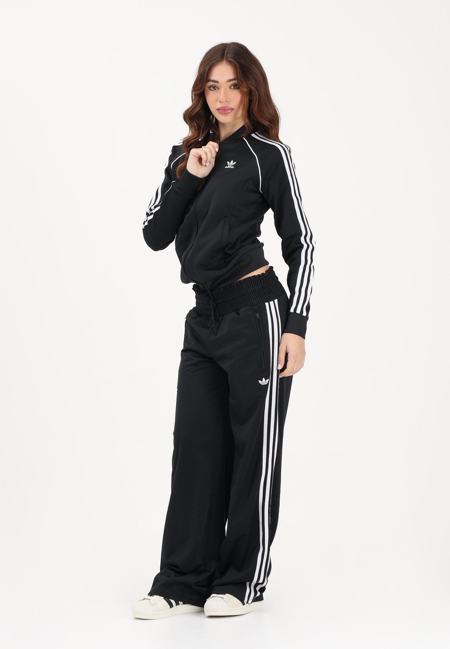 ADIDAS ORIGINALS Pantalone sportivo Smocked Firebird nero da donna KD0301 . ADIDAS ORIGINALS