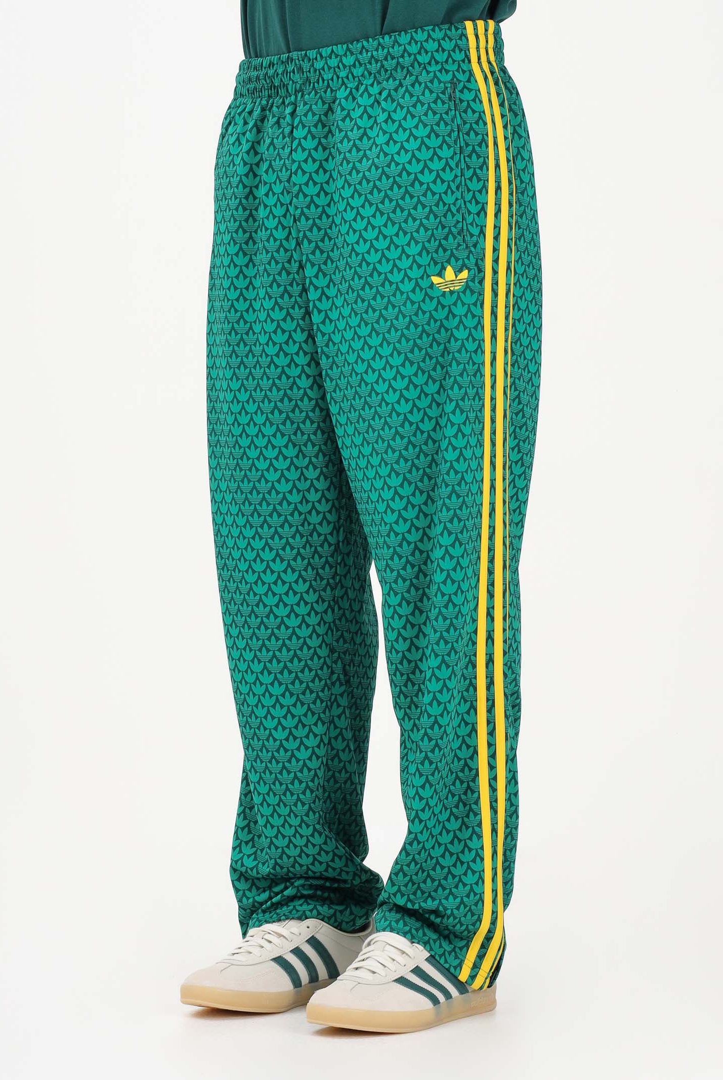 ADIDAS ORIGINALS Pantalone sportivo FIREBIRD LOOSE MONOGRAM verde e giallo da uomo KD0396 . ADIDAS ORIGINALS