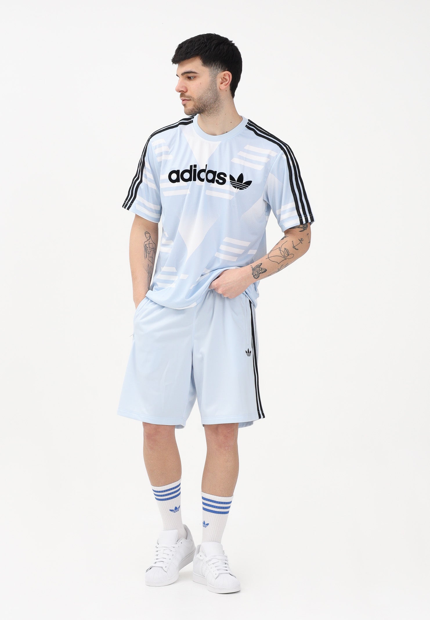 ADIDAS ORIGINALS Shorts sportivo FIREBIRD celeste da uomo KD0443 . ADIDAS ORIGINALS