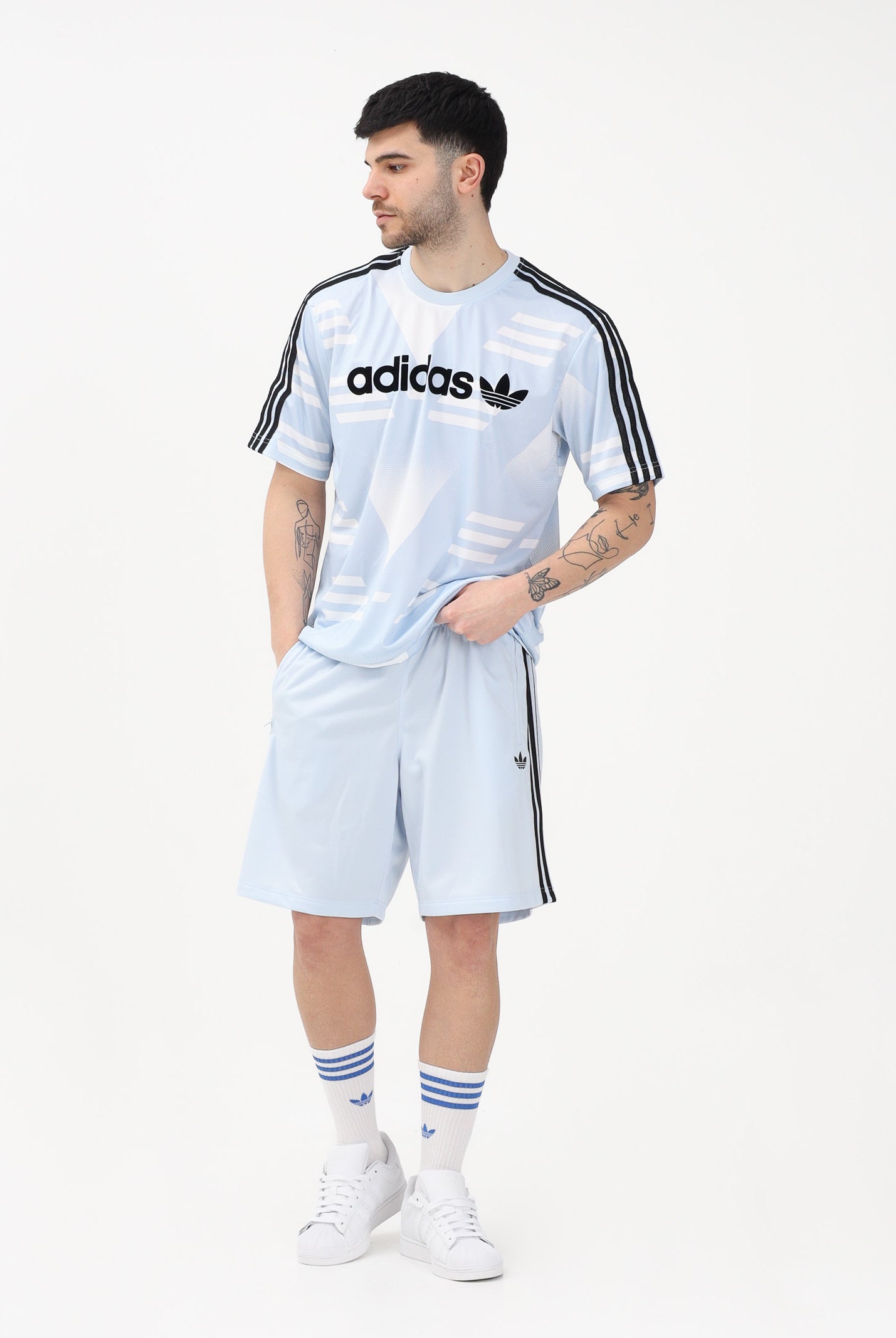ADIDAS ORIGINALS Shorts sportivo FIREBIRD celeste da uomo KD0443 . ADIDAS ORIGINALS