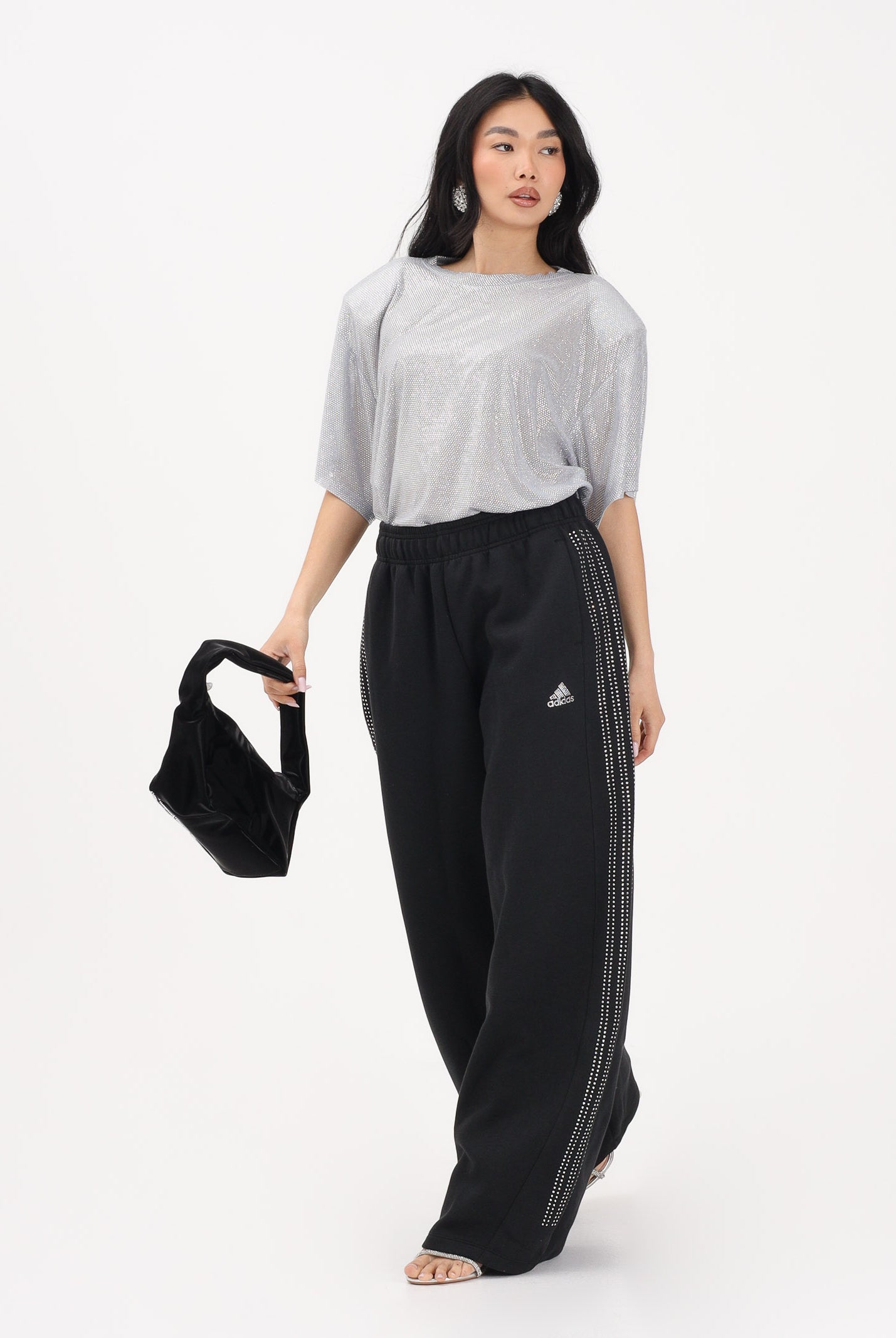 ADIDAS ORIGINALS Pantalone sportivo TEAMGEIST RHINESTONE nero da donna KD0498 . ADIDAS ORIGINALS