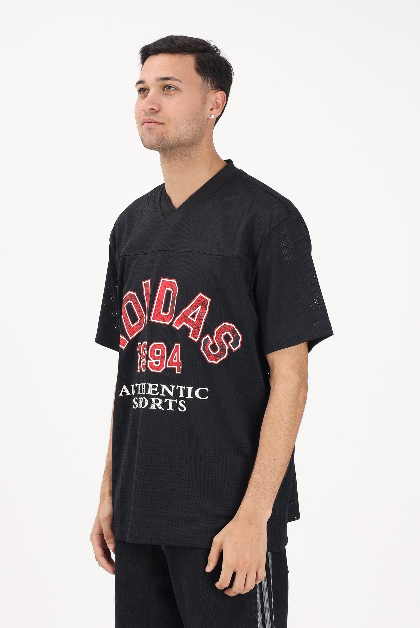 ADIDAS ORIGINALS T-shirt a manica corta JERSEY VARSITY FOOTBALL nera da uomo KD0523 . ADIDAS ORIGINALS