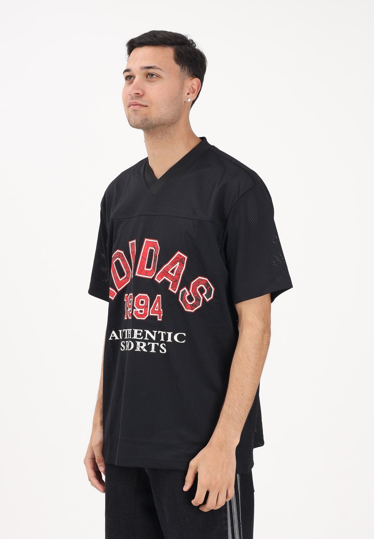 ADIDAS ORIGINALS T-shirt a manica corta JERSEY VARSITY FOOTBALL nera da uomo KD0523 . ADIDAS ORIGINALS