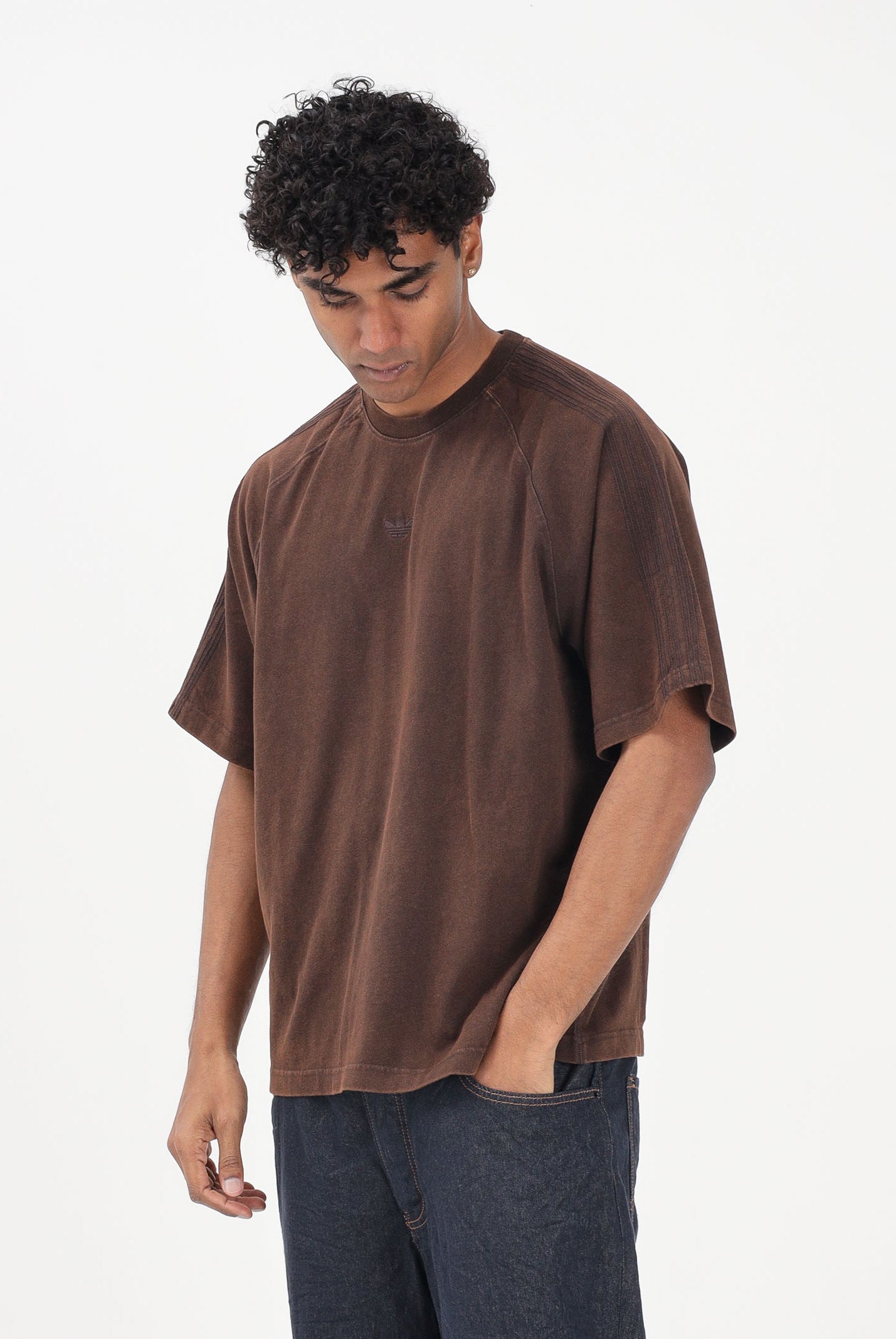 ADIDAS ORIGINALS T-shirt a manica corta Premium Essentials Retro Washed marrone da uomo KD0743 . ADIDAS ORIGINALS