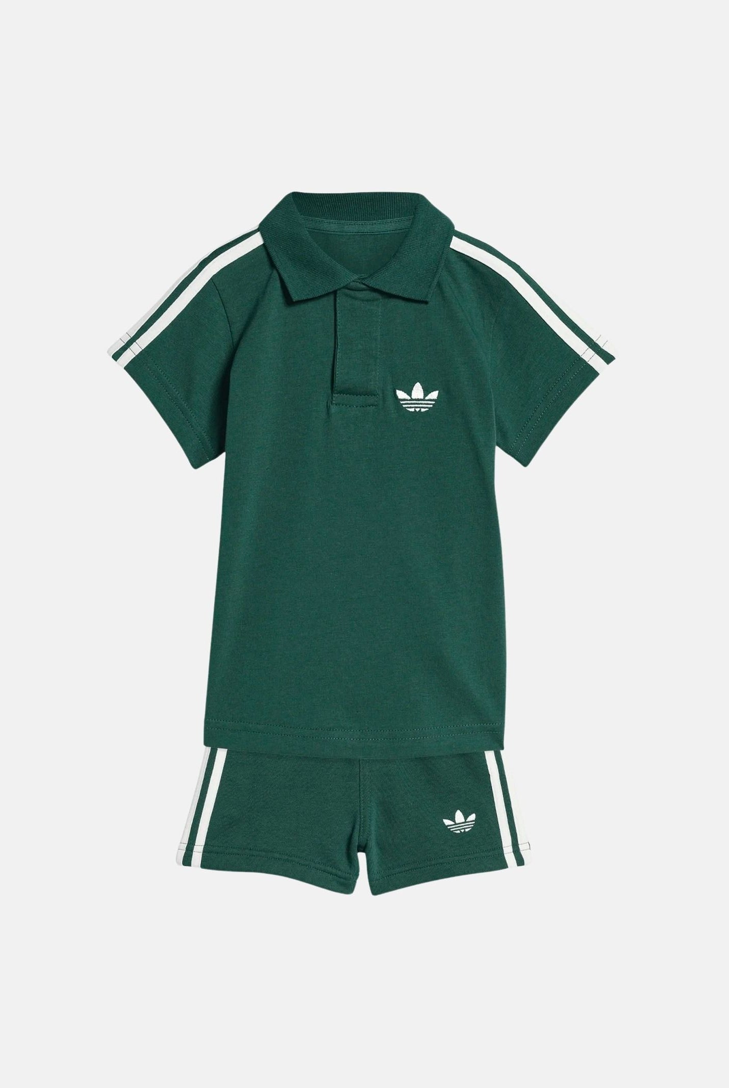 ADIDAS ORIGINALS Completo SET POLO E SHORTS Collegiate Green, verde neonato con iconiche 3 Strisce a contrasto KD1052 . ADIDAS ORIGINALS