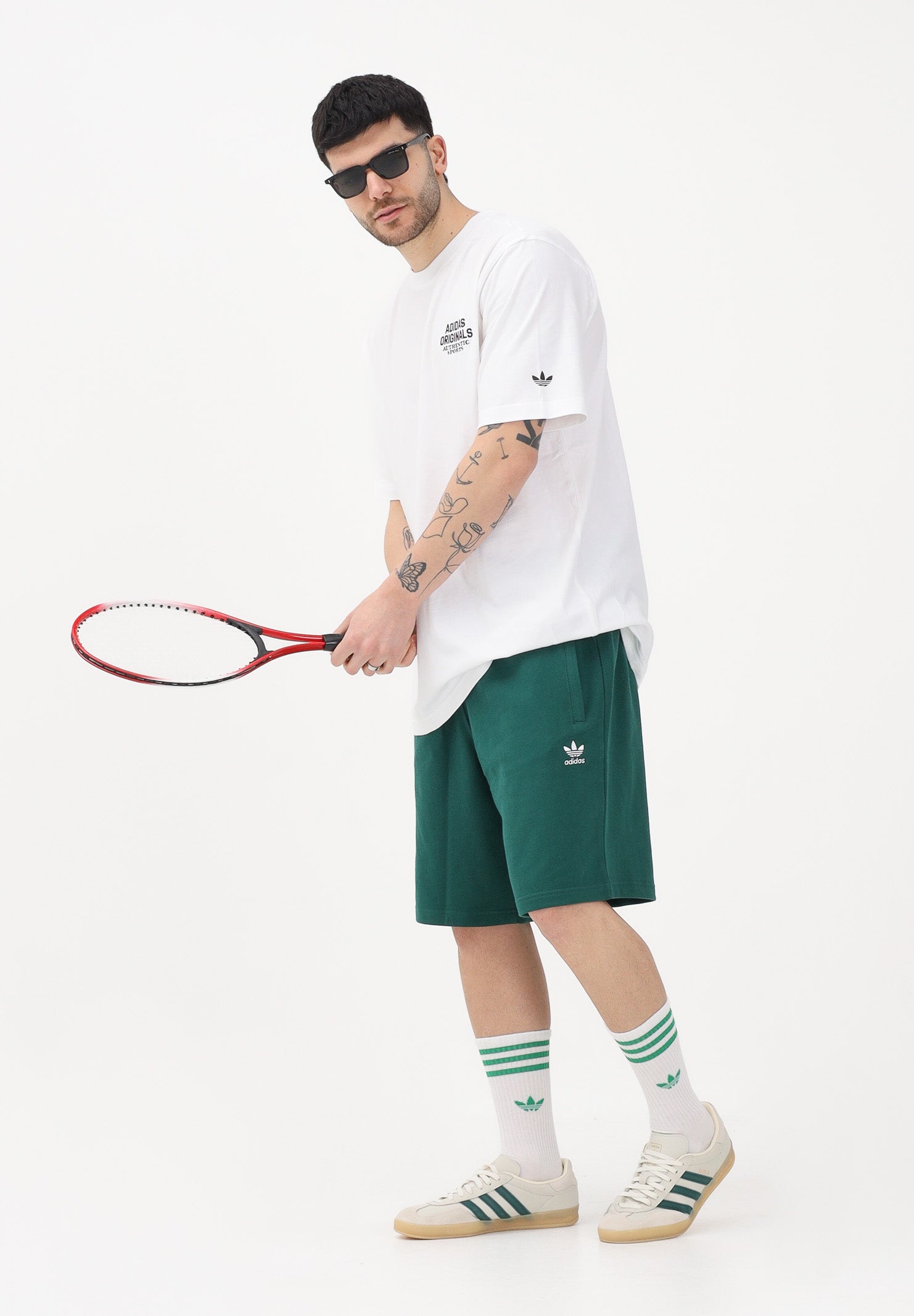 ADIDAS ORIGINALS Shorts sportivo TREFOIL ESSENTIALS FLEECE verde da uomo KD1311 . ADIDAS ORIGINALS