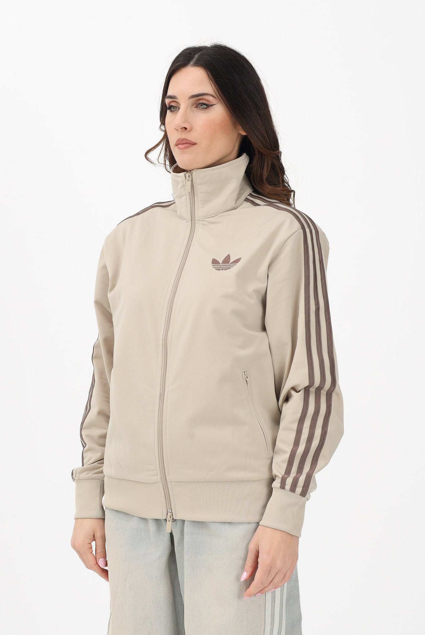 ADIDAS ORIGINALS Felpa con zip FIREBIRD beige da donna KD1327 . ADIDAS ORIGINALS