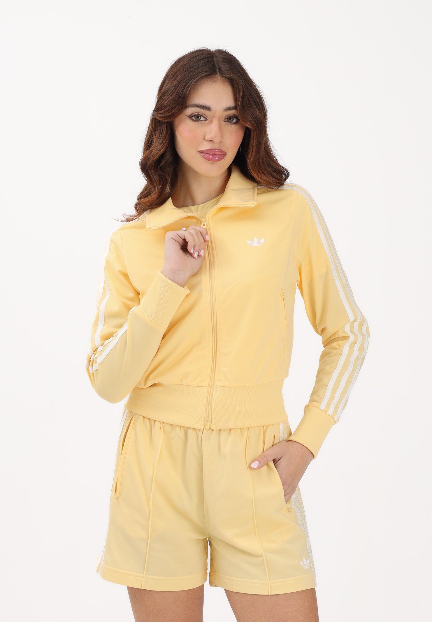 ADIDAS ORIGINALS Felpa con zip Firebird Classic gialla da donna KD1332 . ADIDAS ORIGINALS
