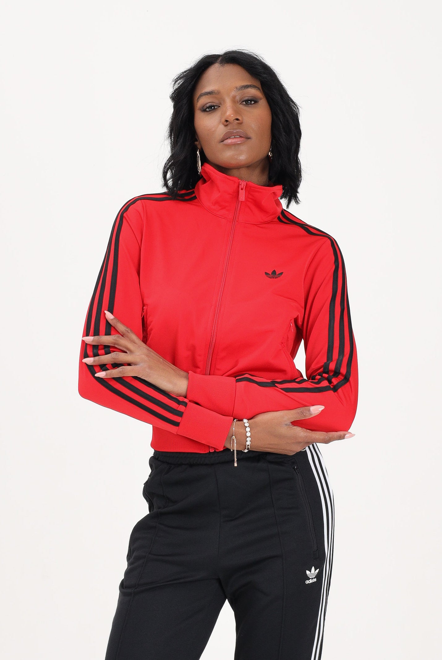 ADIDAS ORIGINALS Felpa con zip FIREBIRD CLASSIC rossa da donna KD1334 . ADIDAS ORIGINALS