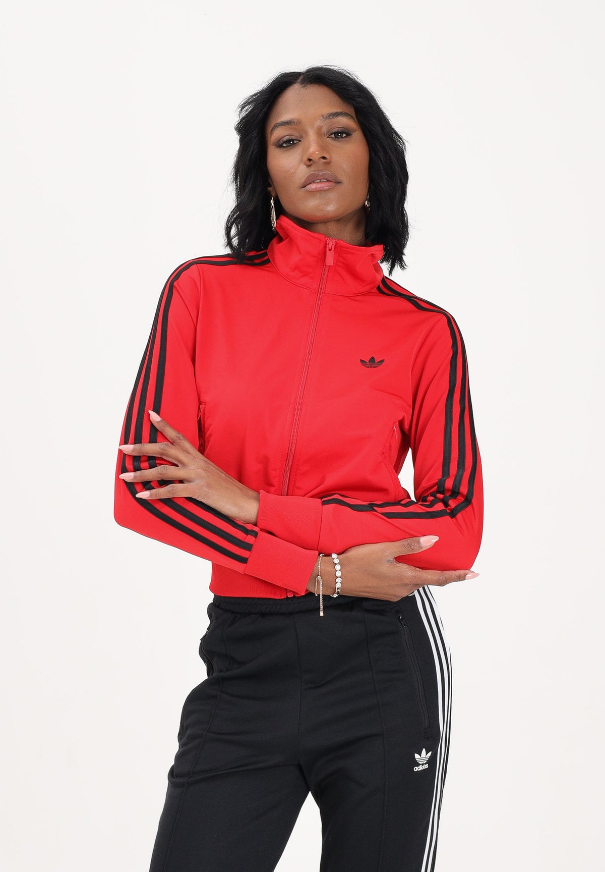 ADIDAS ORIGINALS Felpa con zip FIREBIRD CLASSIC rossa da donna KD1334 . ADIDAS ORIGINALS