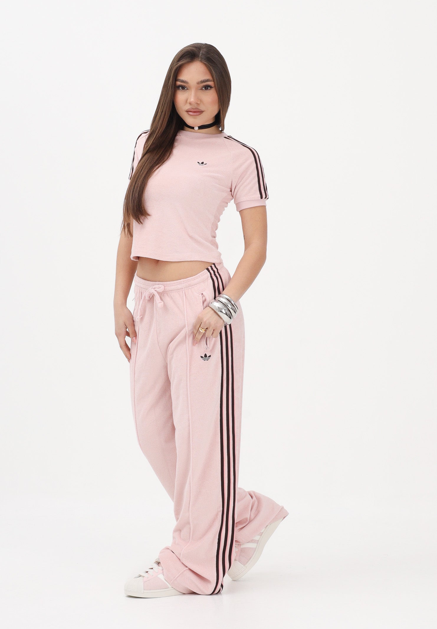 ADIDAS ORIGINALS Pantalone sportivo TERRY TOWEL FIREBIRD rosa da donna KD1414 . ADIDAS ORIGINALS
