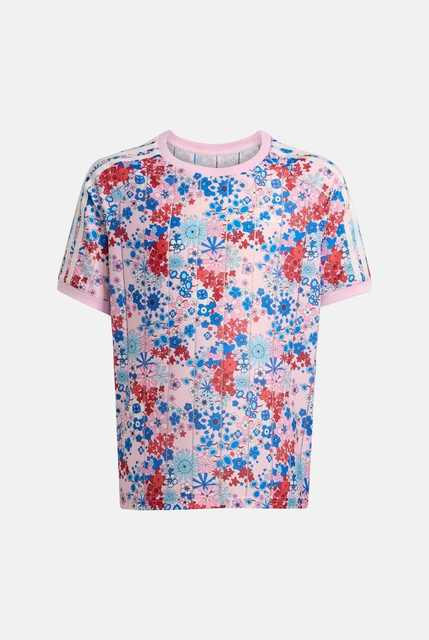 ADIDAS ORIGINALS T-shirt LIBERTY LONDON, clear pink, rosa multicolore da bambina con fantasia floreale<BR/> KD1765 . ADIDAS ORIGINALS