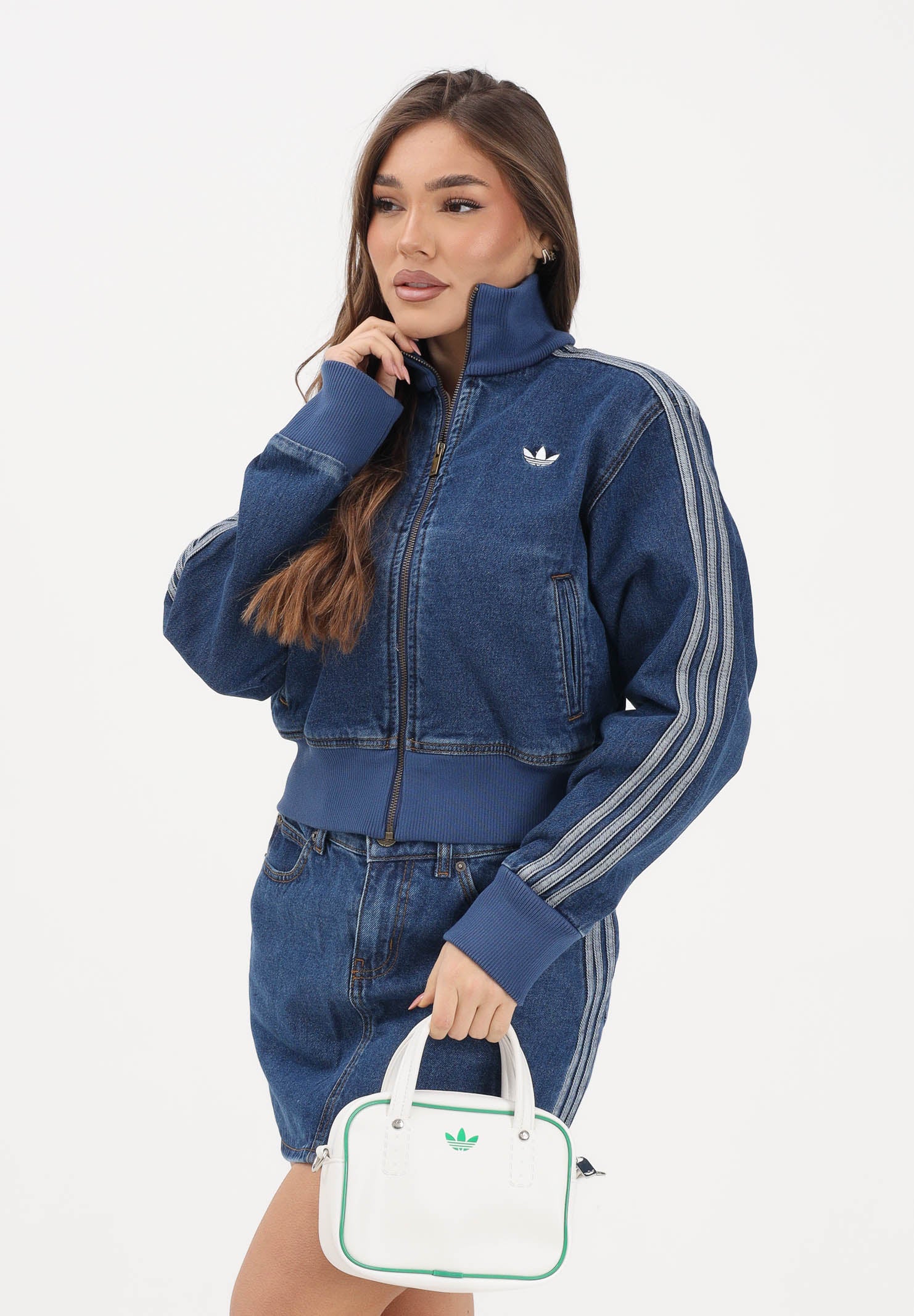 ADIDAS ORIGINALS Giubbotto Firebird in denim medio da donna KD2913 . ADIDAS ORIGINALS