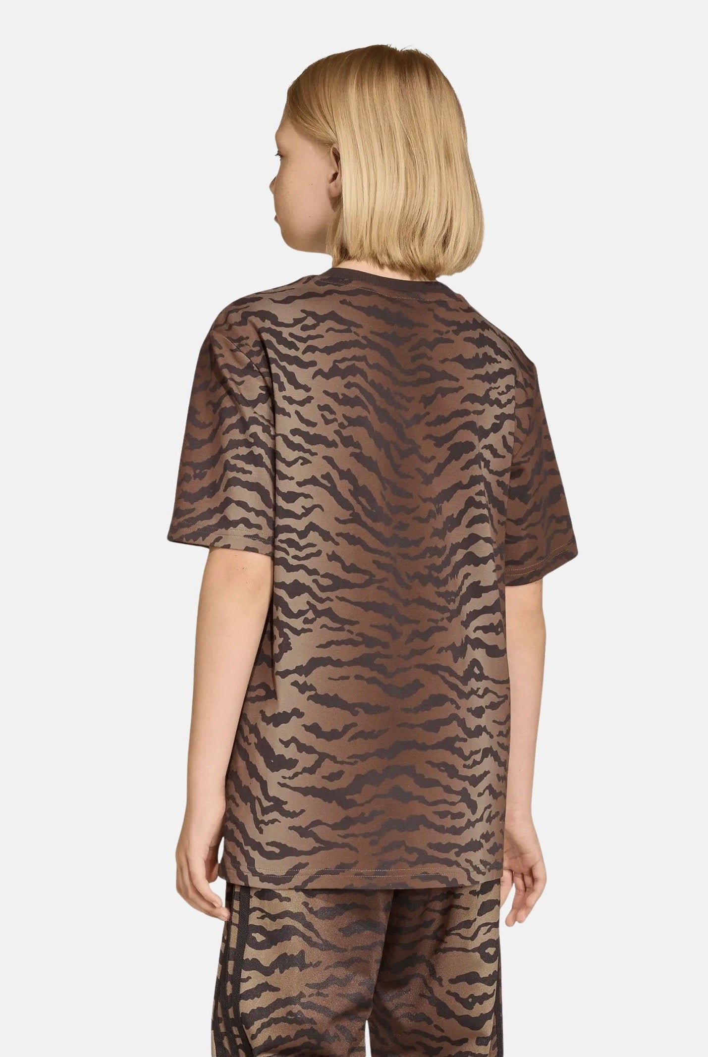 ADIDAS ORIGINALS T-shirt a manica corta Loose AOP marrone per bambina KD3212 . ADIDAS ORIGINALS