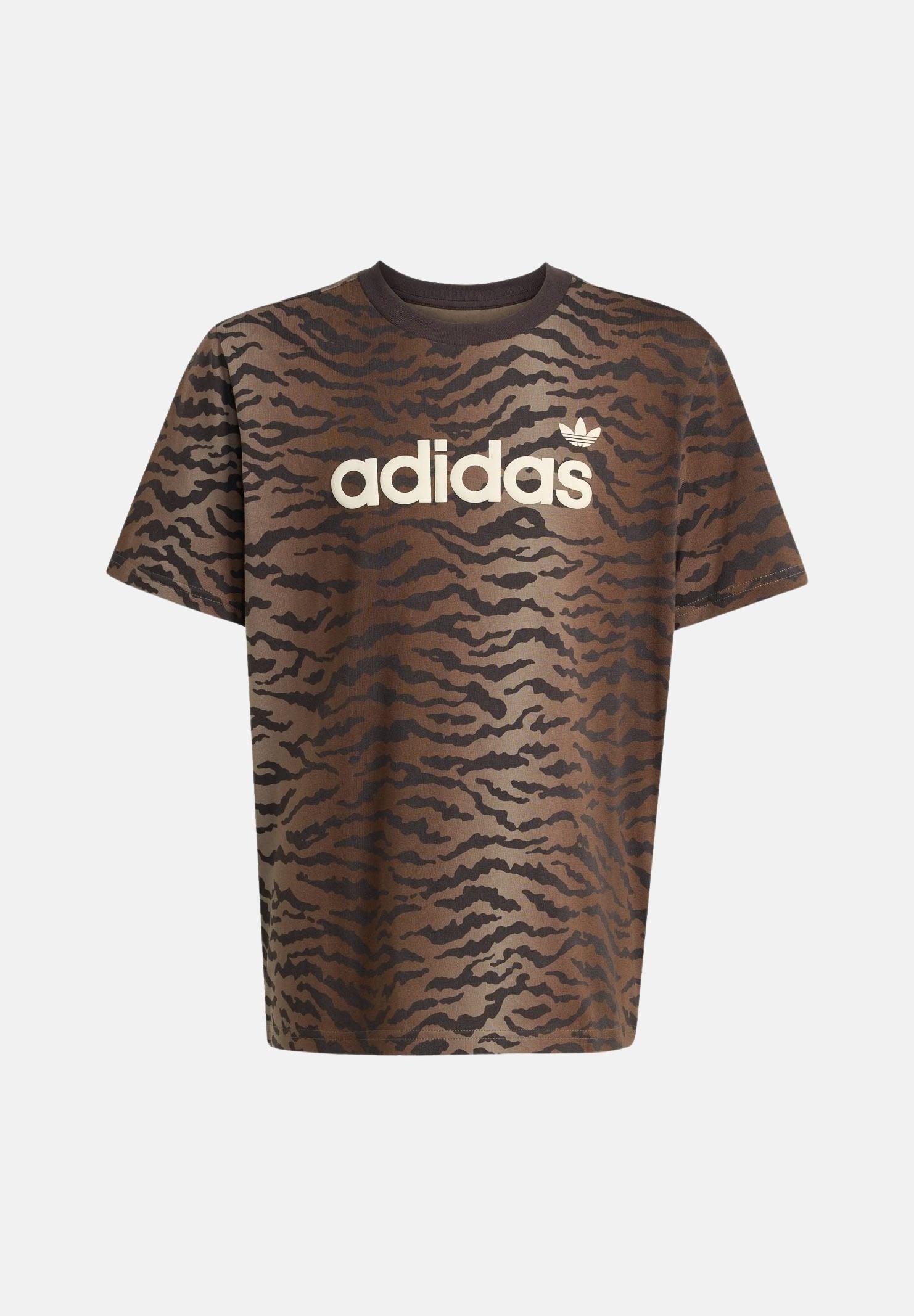 ADIDAS ORIGINALS T-shirt a manica corta Loose AOP marrone per bambina KD3212 . ADIDAS ORIGINALS