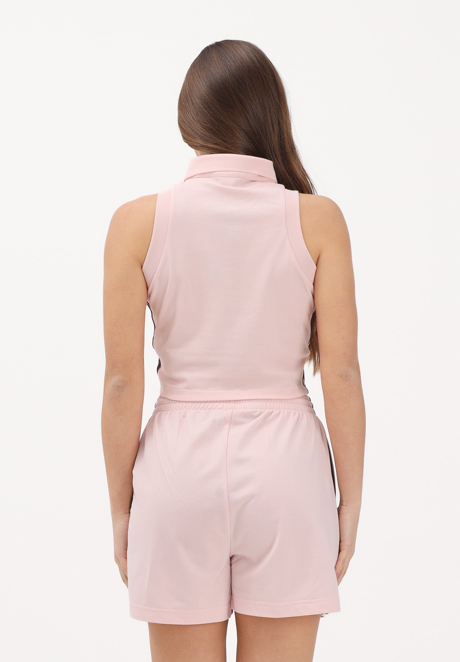 ADIDAS ORIGINALS Polo smanicata rosa e marrone da donna KD3703 . ADIDAS ORIGINALS