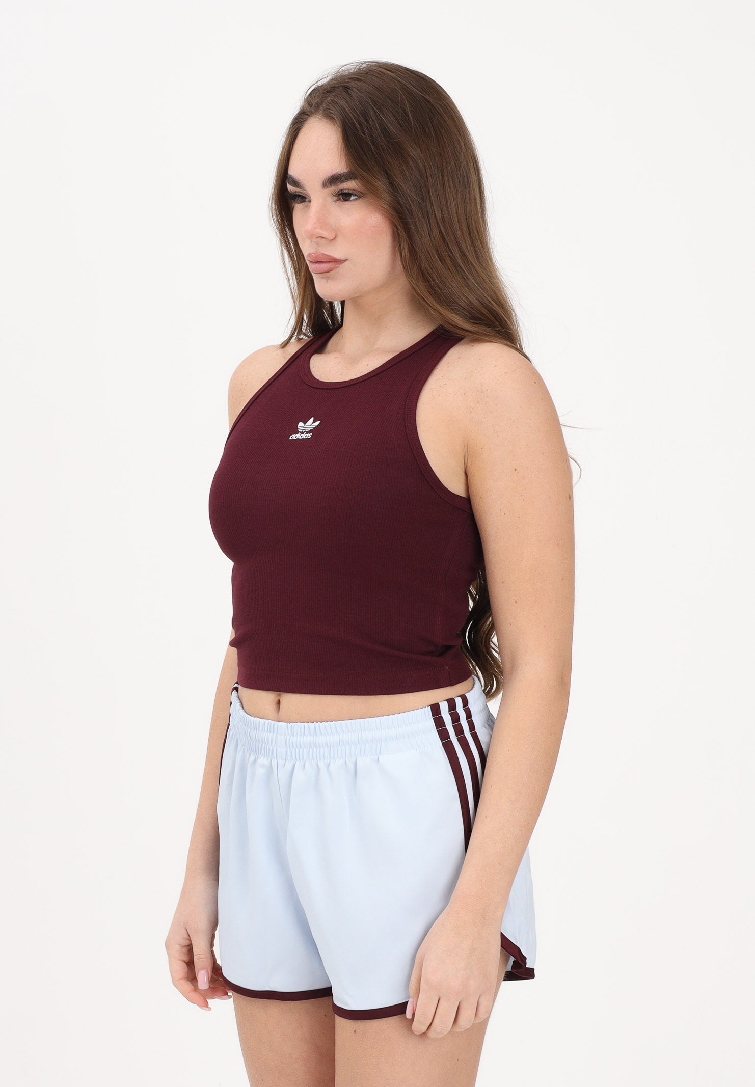 ADIDAS ORIGINALS Canotta Essentials Ribbed bordeaux da donna KD3824 . ADIDAS ORIGINALS