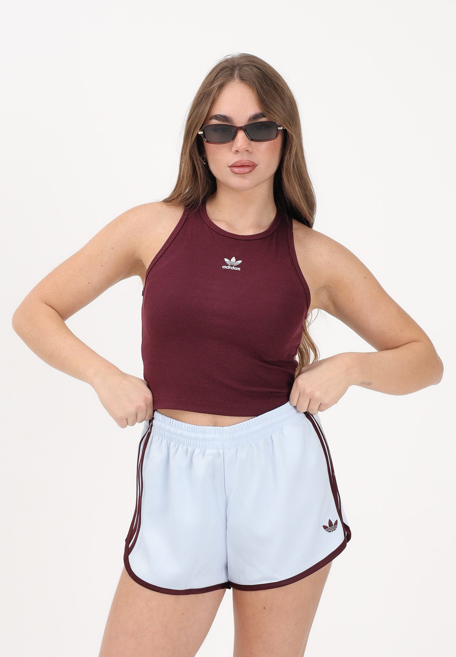 ADIDAS ORIGINALS Canotta Essentials Ribbed bordeaux da donna KD3824 . ADIDAS ORIGINALS