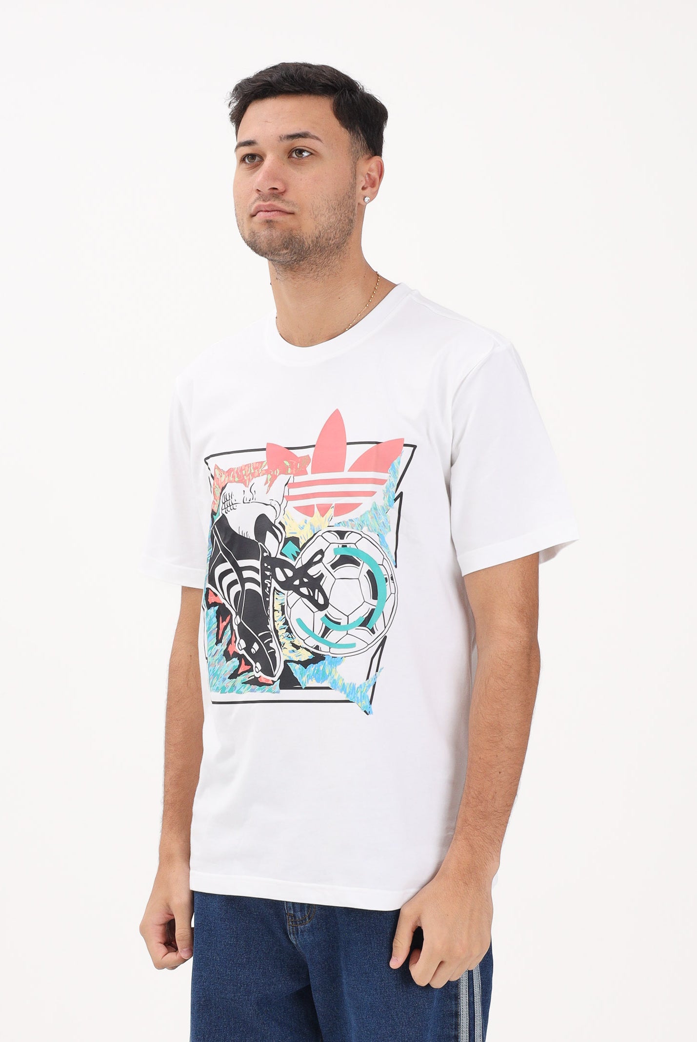 ADIDAS ORIGINALS T-shirt a manica corta Archive Anime Football bianca da uomo KD3826 . ADIDAS ORIGINALS