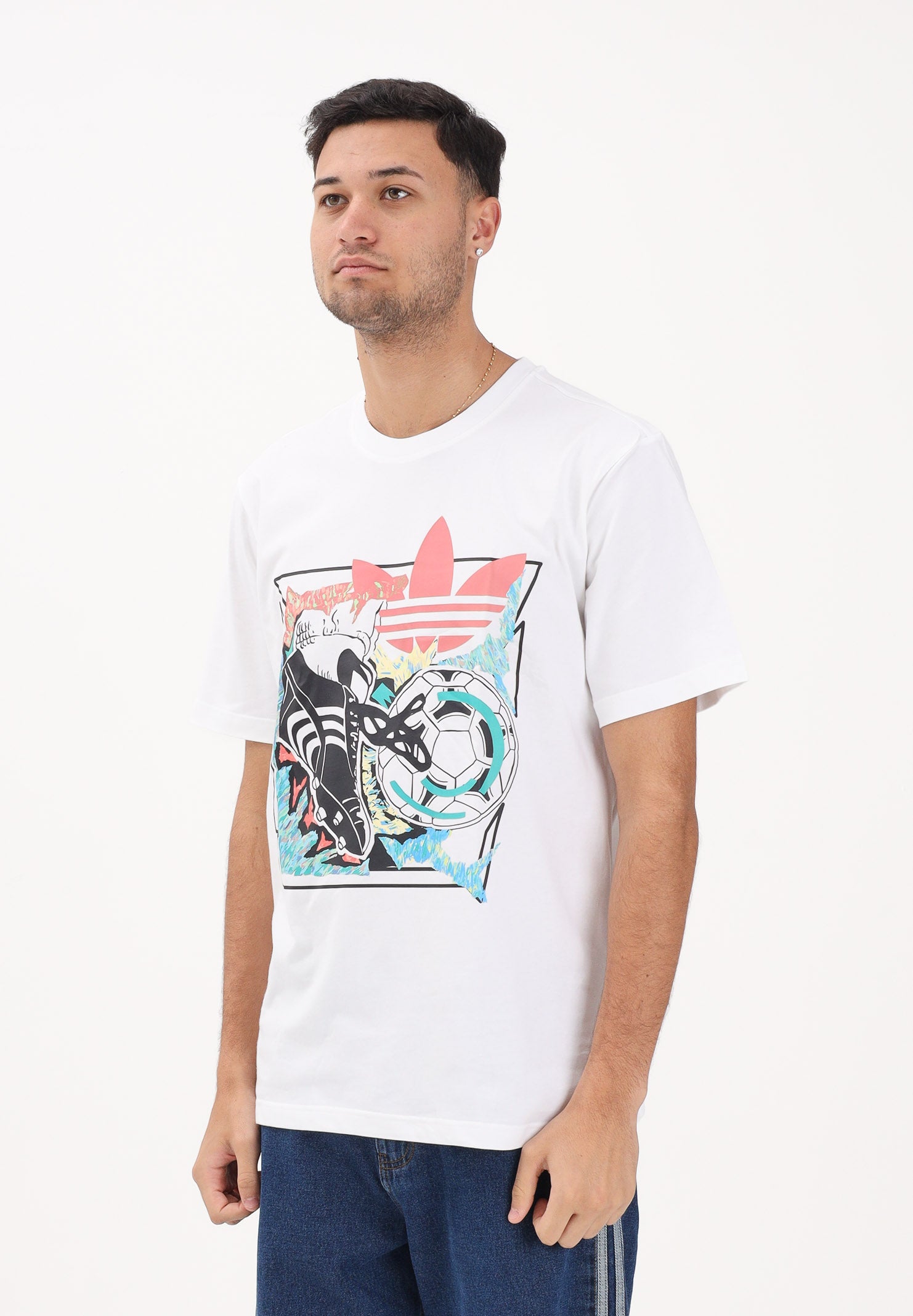 ADIDAS ORIGINALS T-shirt a manica corta Archive Anime Football bianca da uomo KD3826 . ADIDAS ORIGINALS