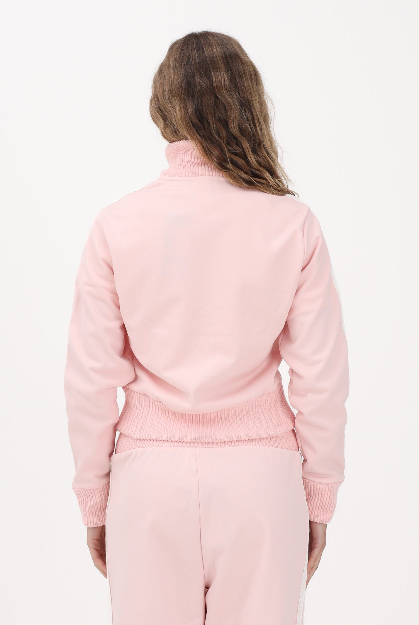 ADIDAS ORIGINALS Felpa con zip Firebird rosa da donna con dettagli in maglia all'uncinetto KD4321 . ADIDAS ORIGINALS
