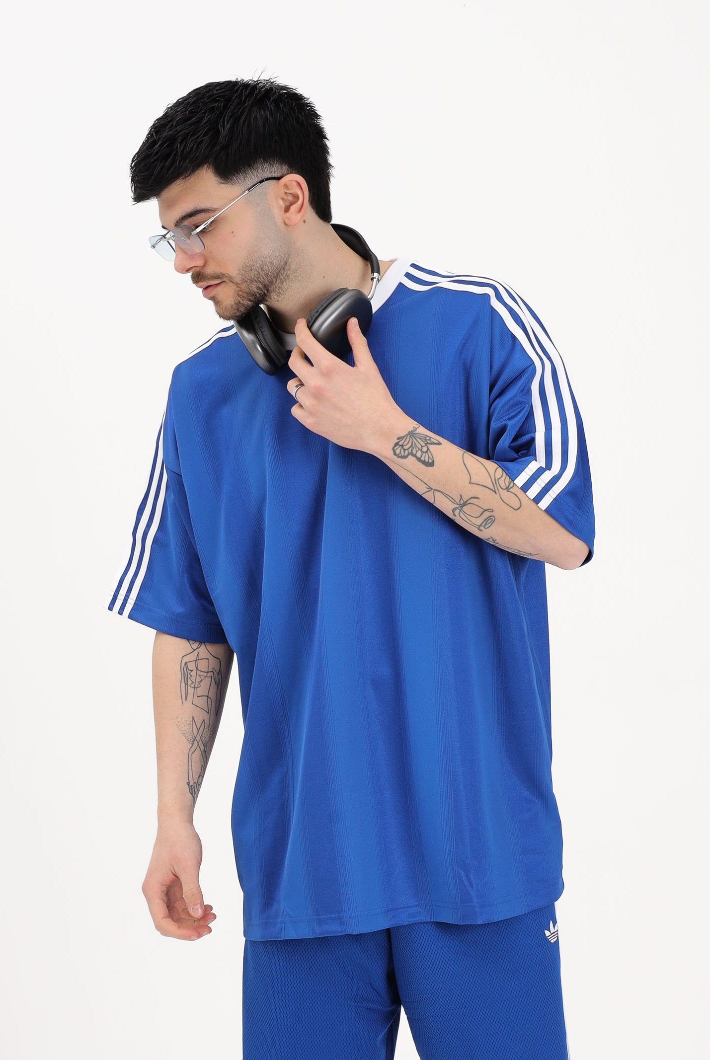 ADIDAS ORIGINALS T-shirt a manica corta Adicolor Jacquard Jersey blu da uomo KD5828 . ADIDAS ORIGINALS