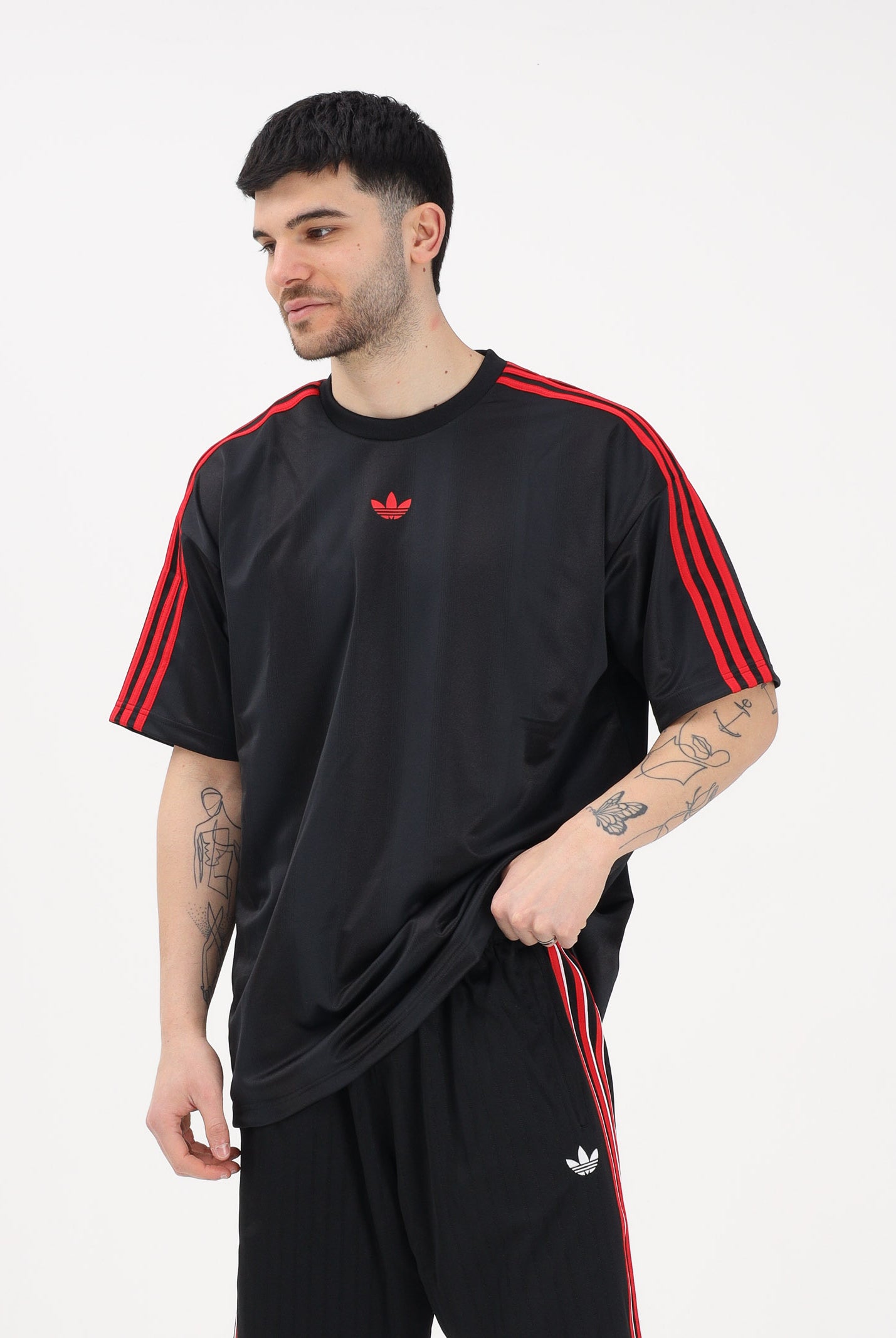 ADIDAS ORIGINALS T-shirt a manica corta Adicolor Jacquard nera da uomo KD5831 . ADIDAS ORIGINALS