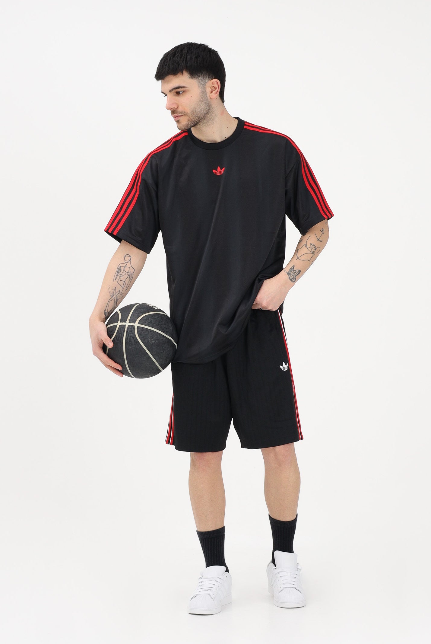 ADIDAS ORIGINALS T-shirt a manica corta Adicolor Jacquard nera da uomo KD5831 . ADIDAS ORIGINALS