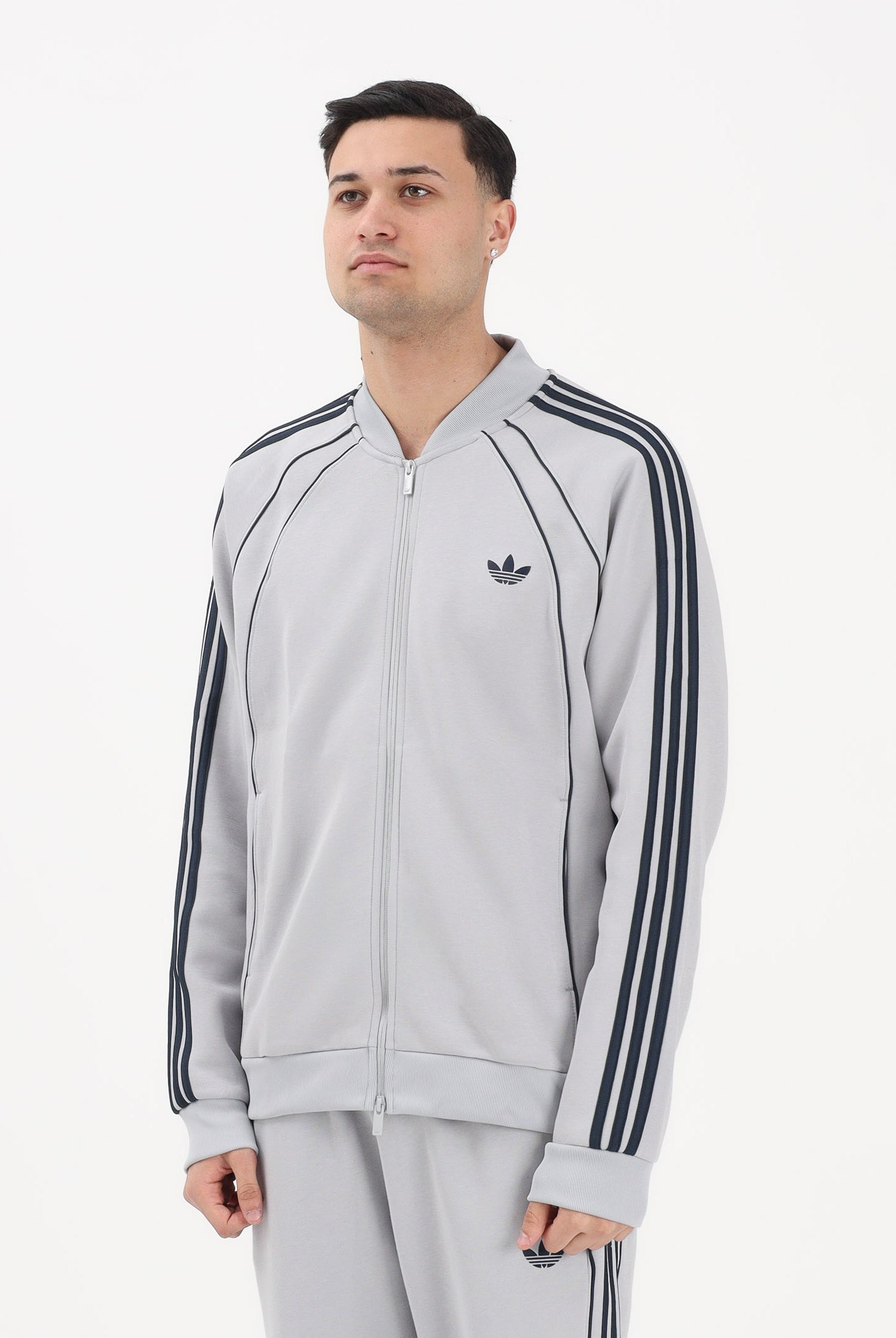 ADIDAS ORIGINALS Felpa con zip Adicolor 2.0. grigia e blu da uomo KD5839 . ADIDAS ORIGINALS