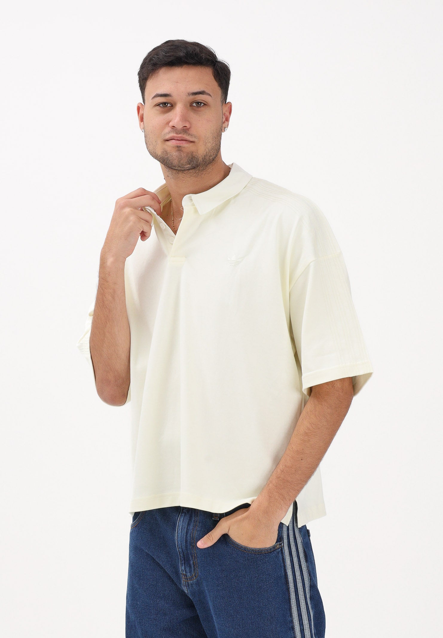 ADIDAS ORIGINALS Polo a manica corta Premium Essentials panna da uomo KD6570 . ADIDAS ORIGINALS