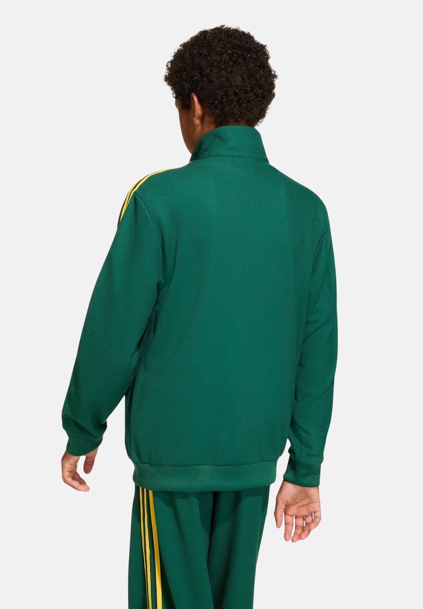 ADIDAS ORIGINALS Felpa con zip FIREBIRD LOOSE DOUBLE KNIT verde e giallo per bambino e bambina KD7821 . ADIDAS ORIGINALS