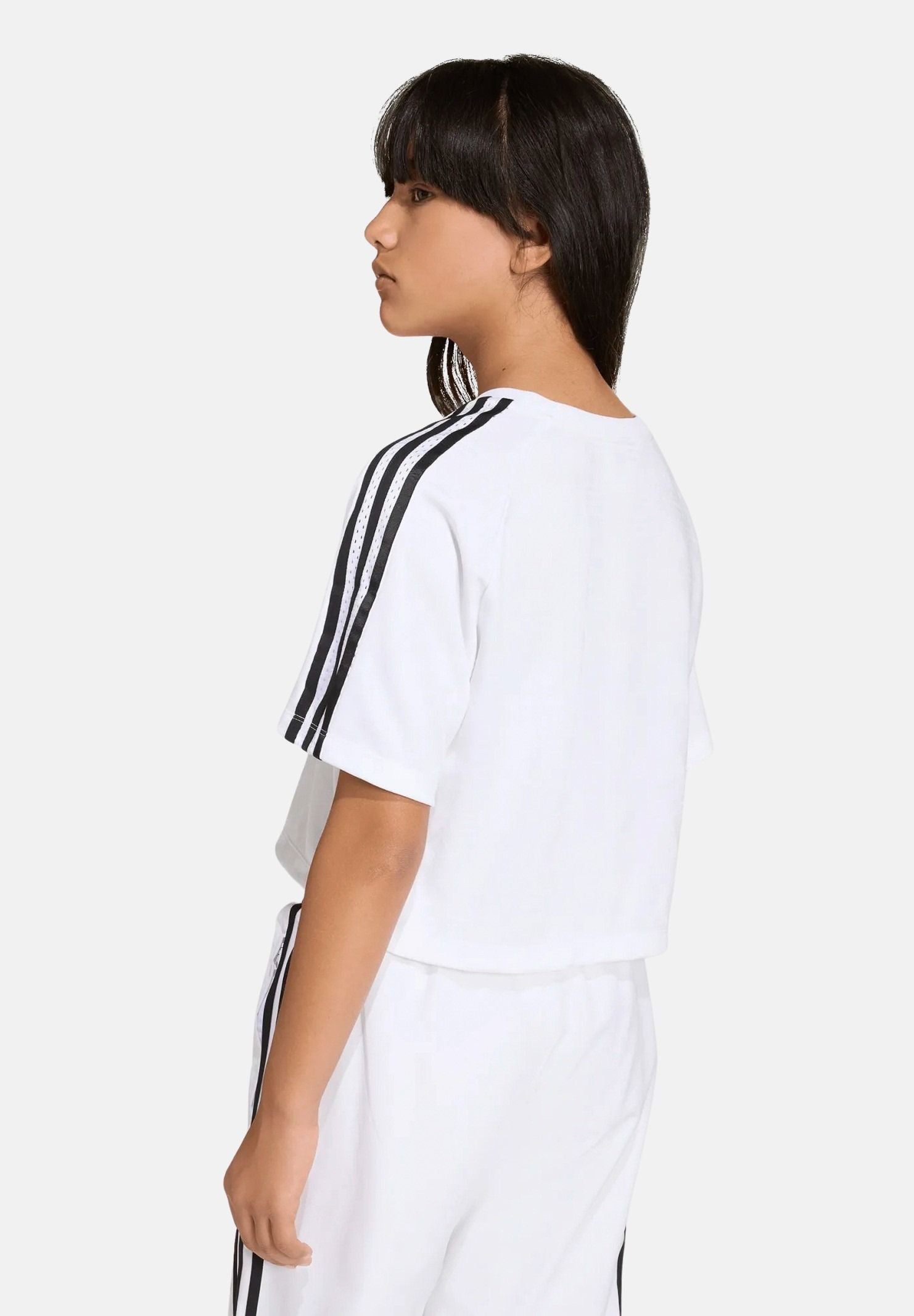 ADIDAS ORIGINALS T-shirt a manica corta Loose Boxy Jacquard bianca da bambina KD7830 . ADIDAS ORIGINALS