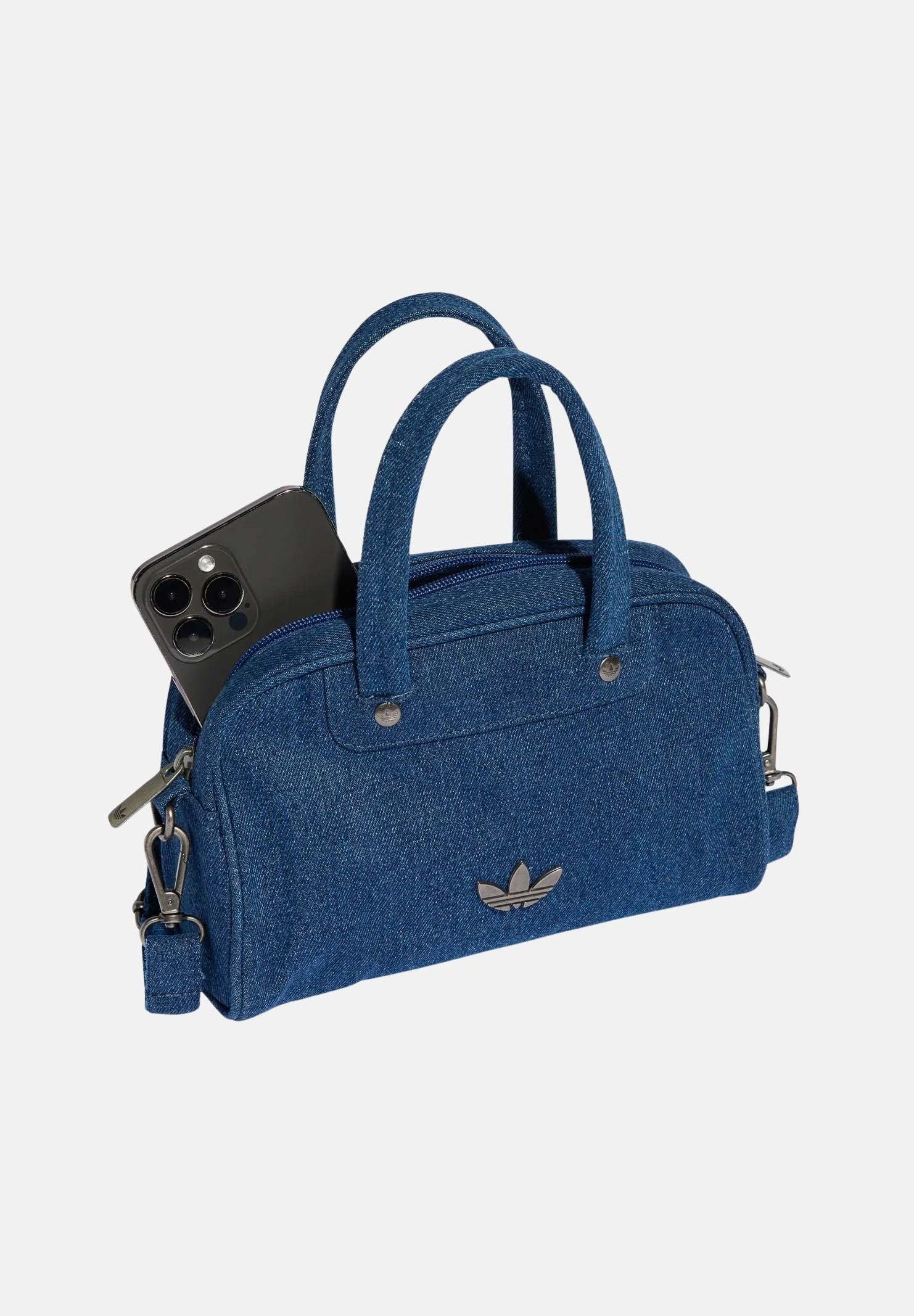 ADIDAS ORIGINALS Borsa a mano ADICOLOR MINI BOWLING in denim medio da donna KD7897 . ADIDAS ORIGINALS