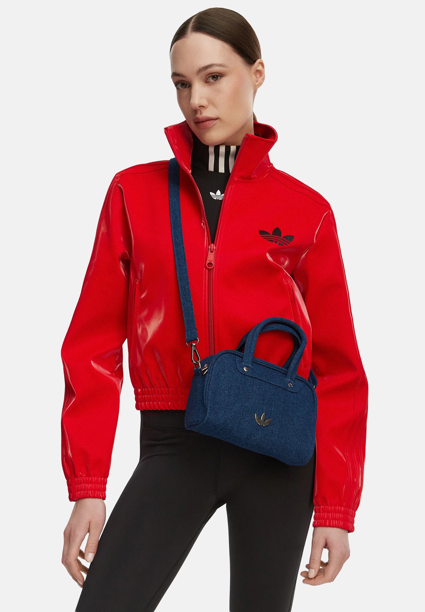 ADIDAS ORIGINALS Borsa a mano ADICOLOR MINI BOWLING in denim medio da donna KD7897 . ADIDAS ORIGINALS