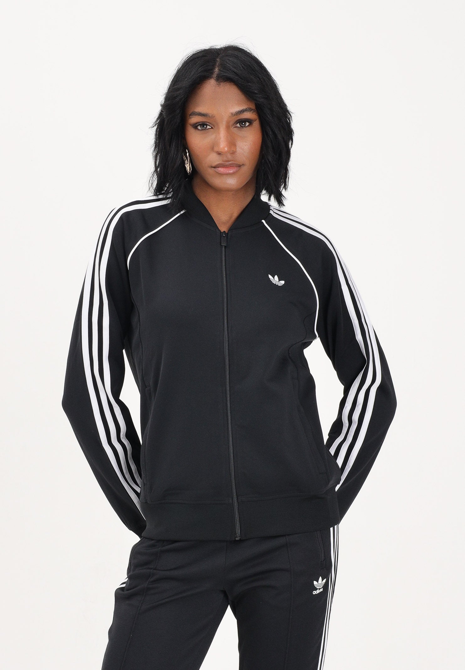 ADIDAS ORIGINALS Felpa con zip SST Classic nera da donna KD7986 . ADIDAS ORIGINALS