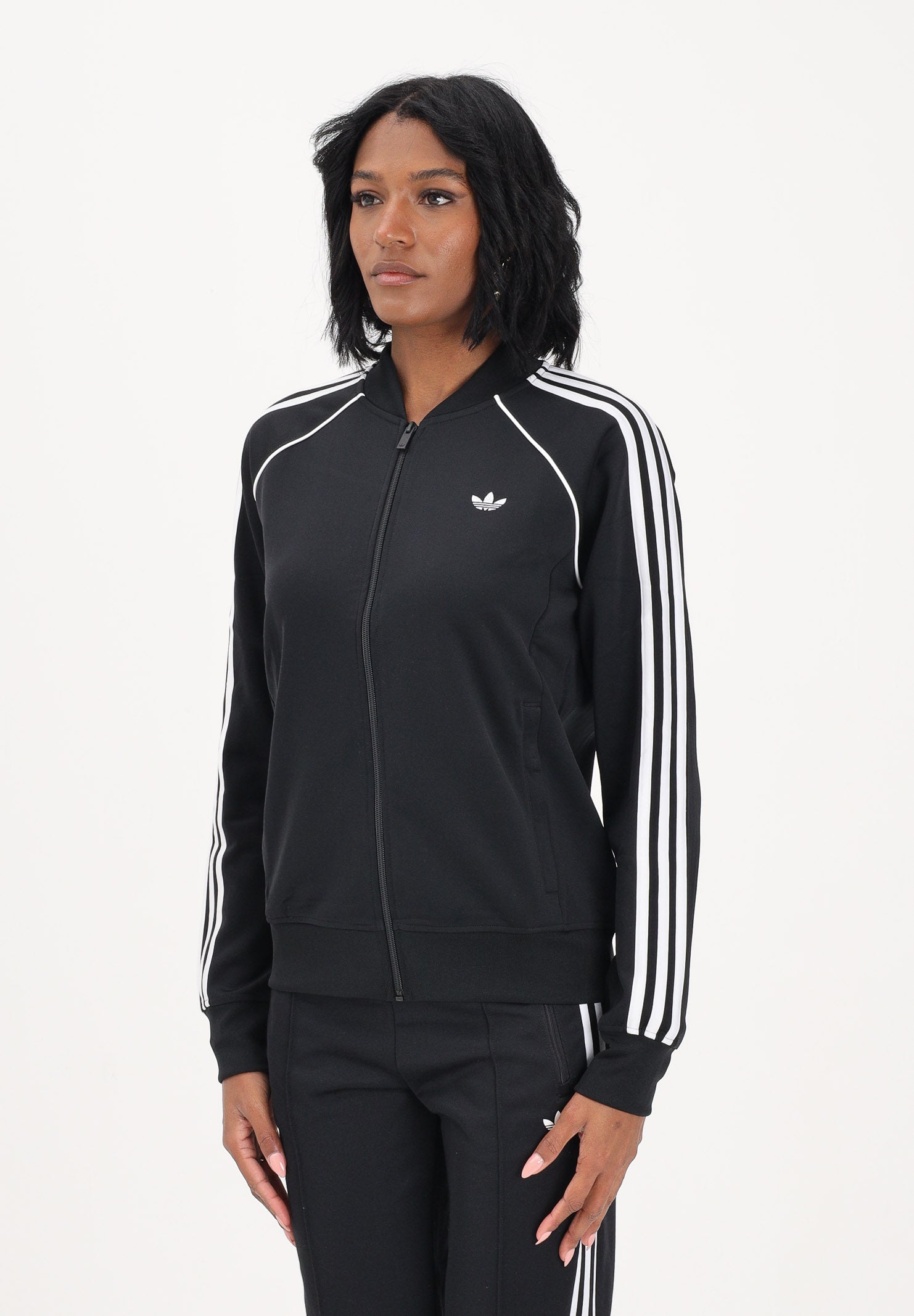 ADIDAS ORIGINALS Felpa con zip SST Classic nera da donna KD7986 . ADIDAS ORIGINALS