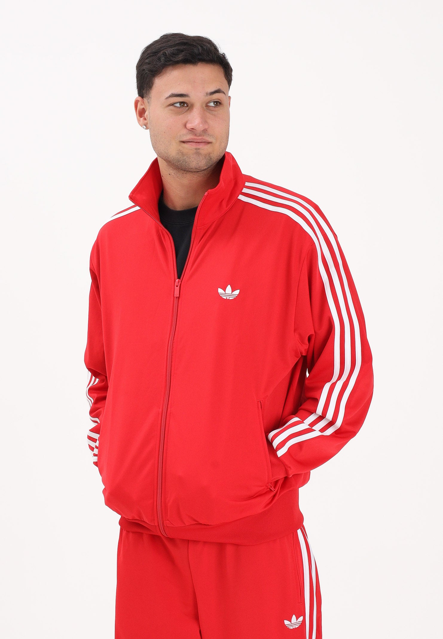 ADIDAS ORIGINALS Felpa con zip FIREBIRD rossa da uomo KD8307 . ADIDAS ORIGINALS