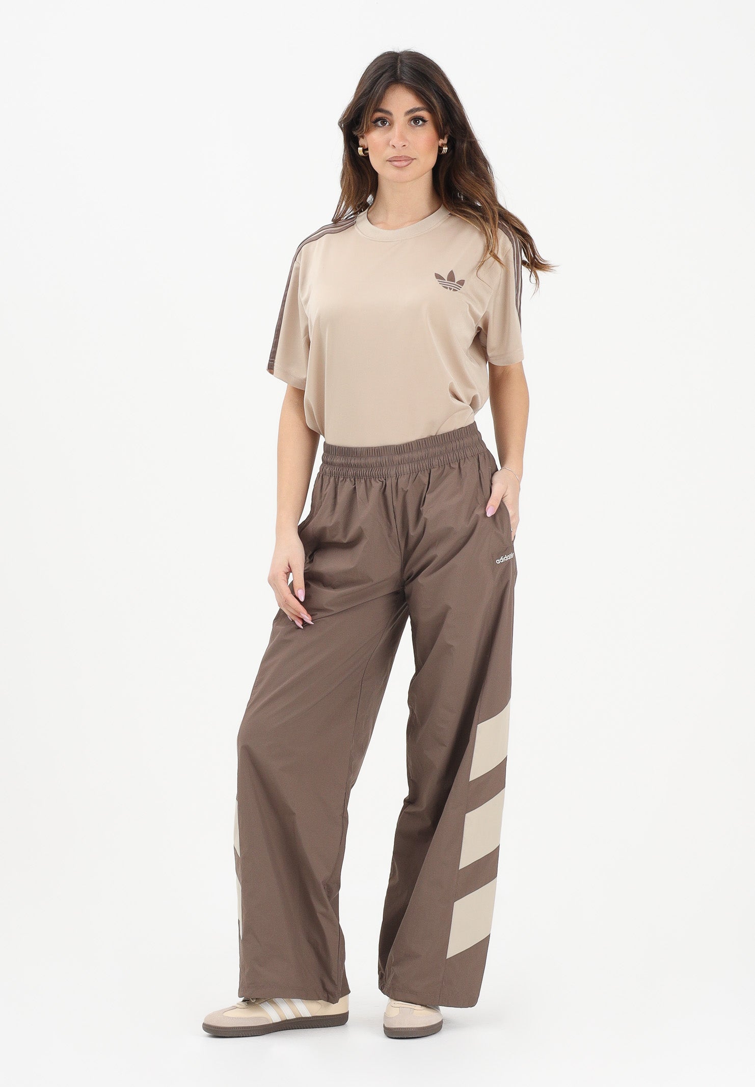 ADIDAS ORIGINALS Pantalone sportivo BLOCKED WASHED marrone da donna KD8790 . ADIDAS ORIGINALS