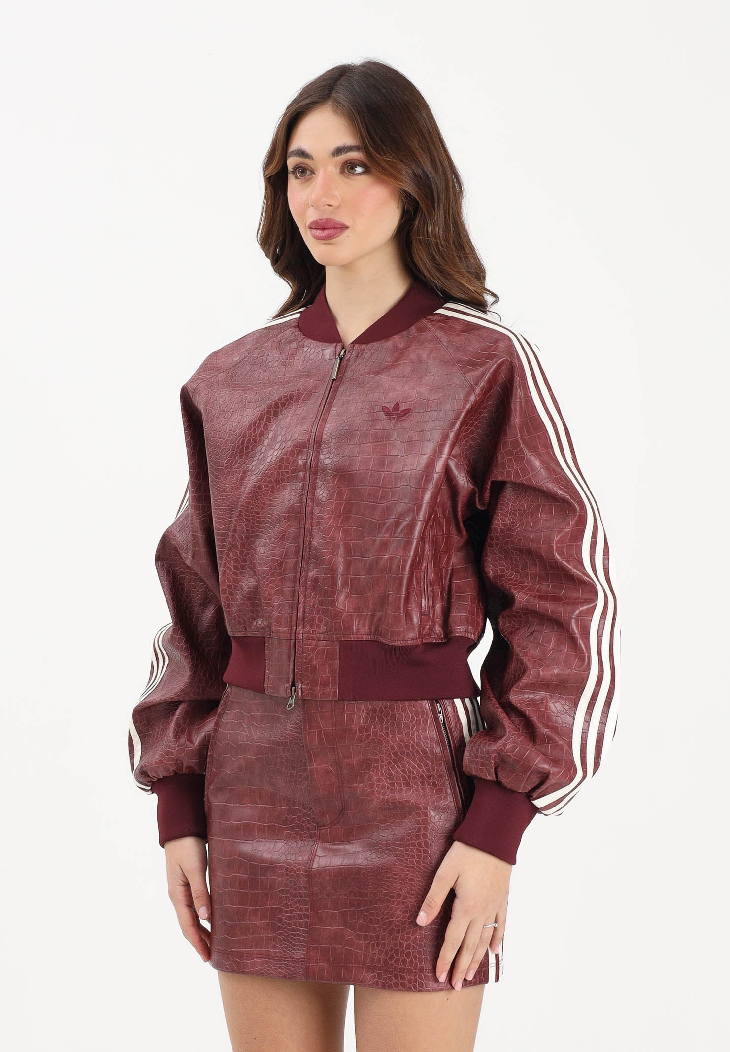 ADIDAS ORIGINALS Giubbotto Pleather bordeaux da donna KD8792 . ADIDAS ORIGINALS