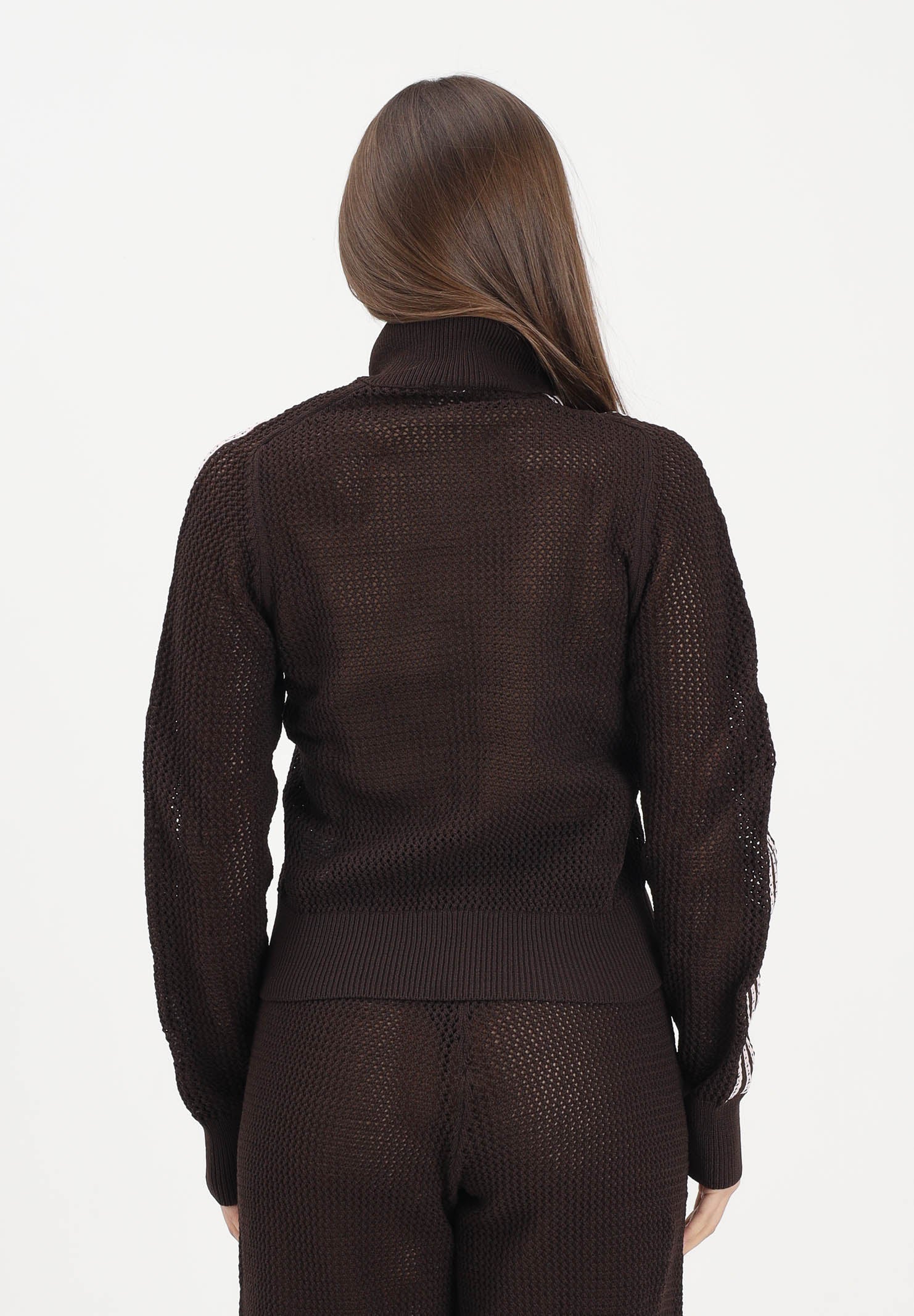 ADIDAS ORIGINALS Cardigan KNITTED CROCHET FIREBIRD marrone da donna KE0202 . ADIDAS ORIGINALS